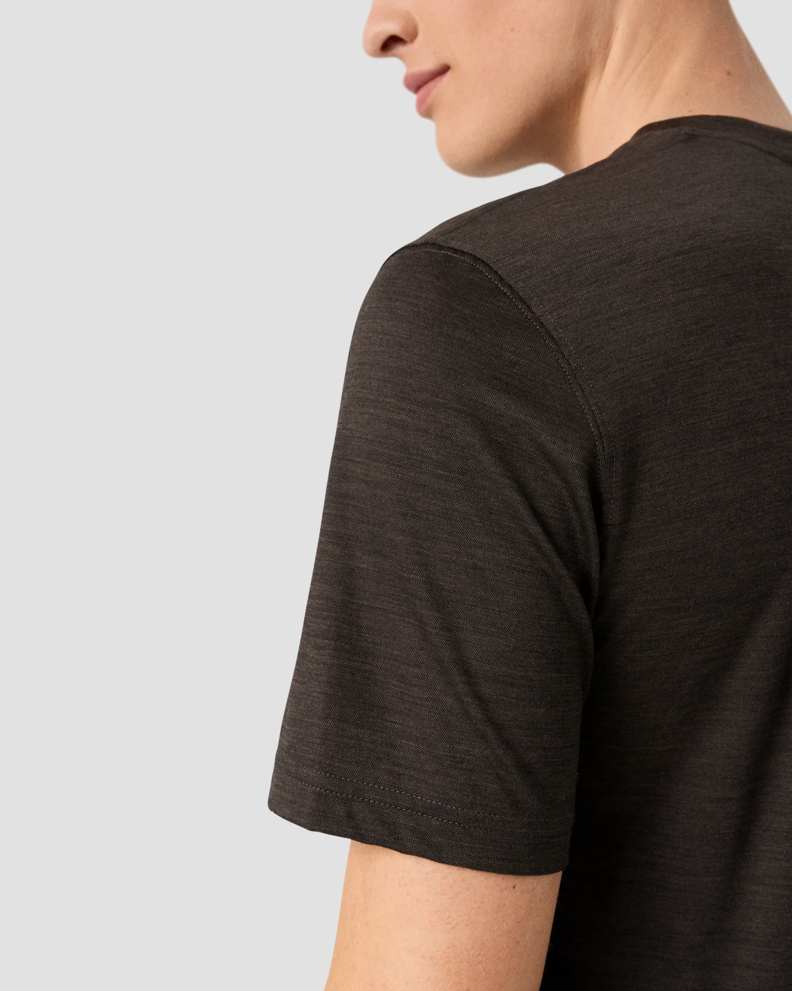 Eton - merino wool lyocell t shirt brown