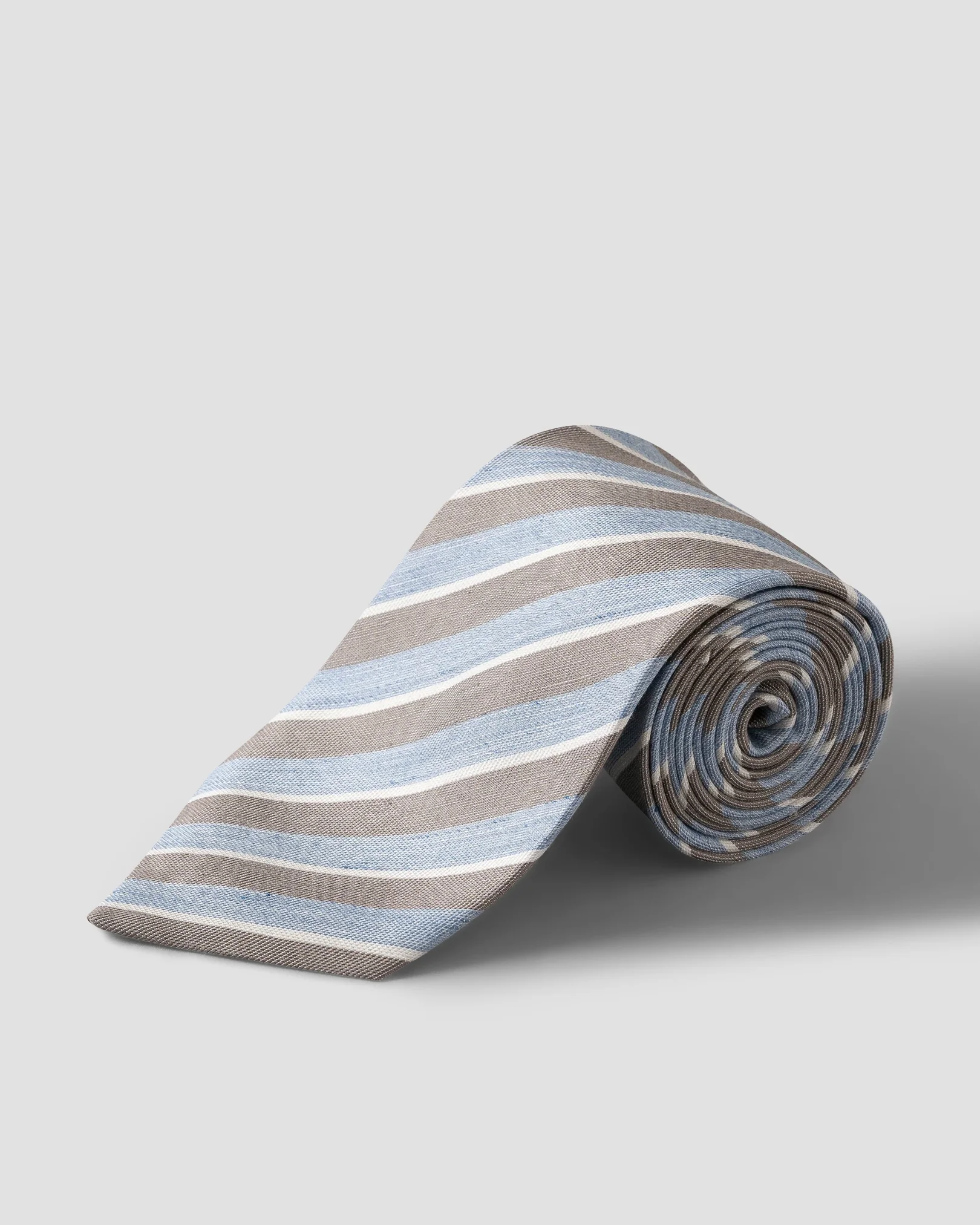 Eton - Striped Woven Linen Silk Tie