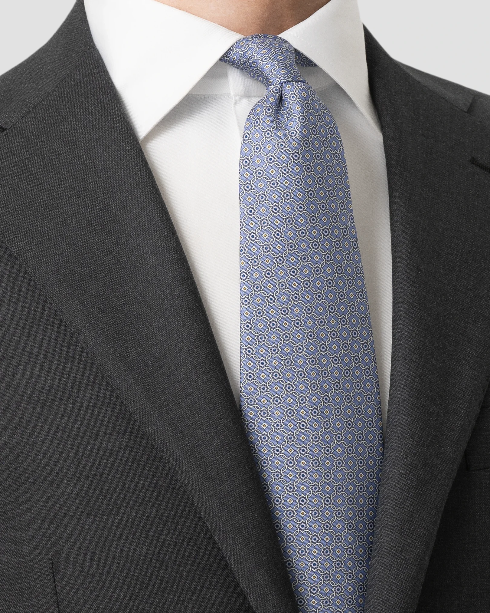 Eton - mid purple medallion printed silk tie