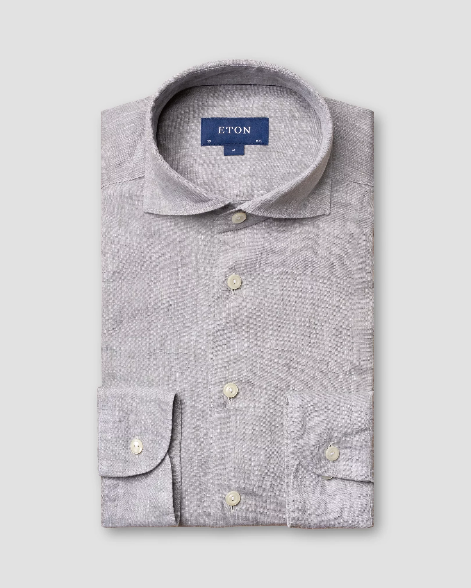 Eton - grey linen extreme cut away shirt