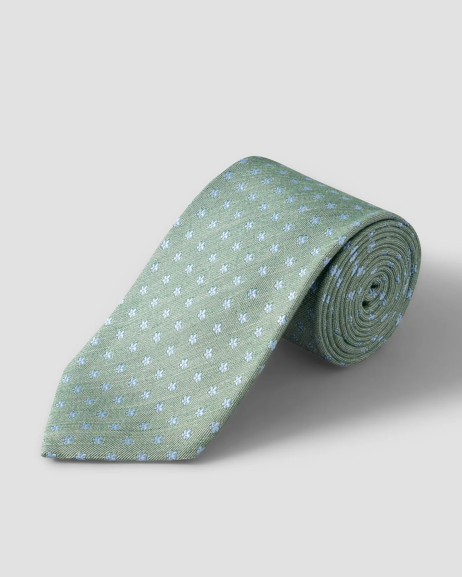 Eton - mid green floral woven silk linen tie