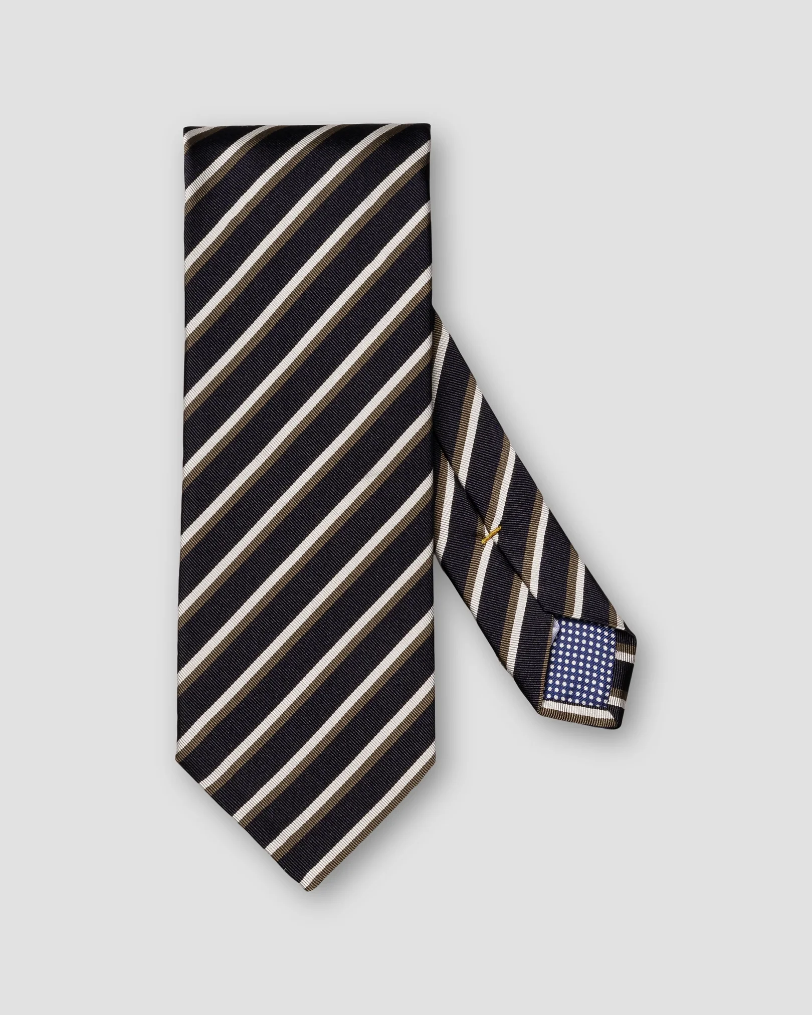 Eton - navy blue mogador striped woven tie