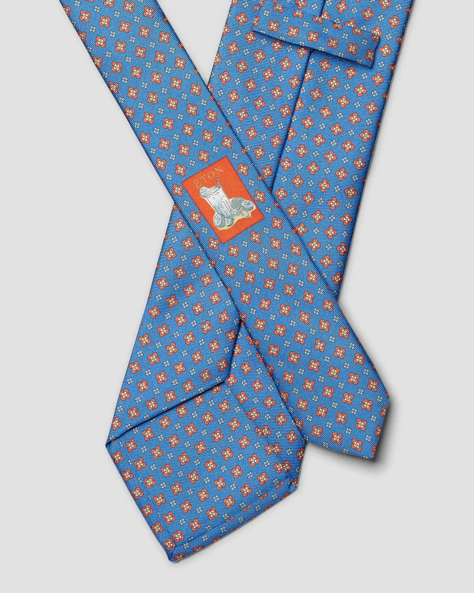 Eton - blue floral print silk tie