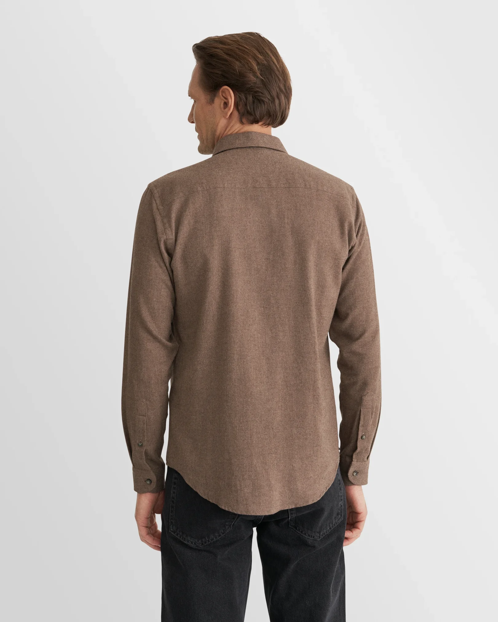 Eton - brown solid flannel shirt