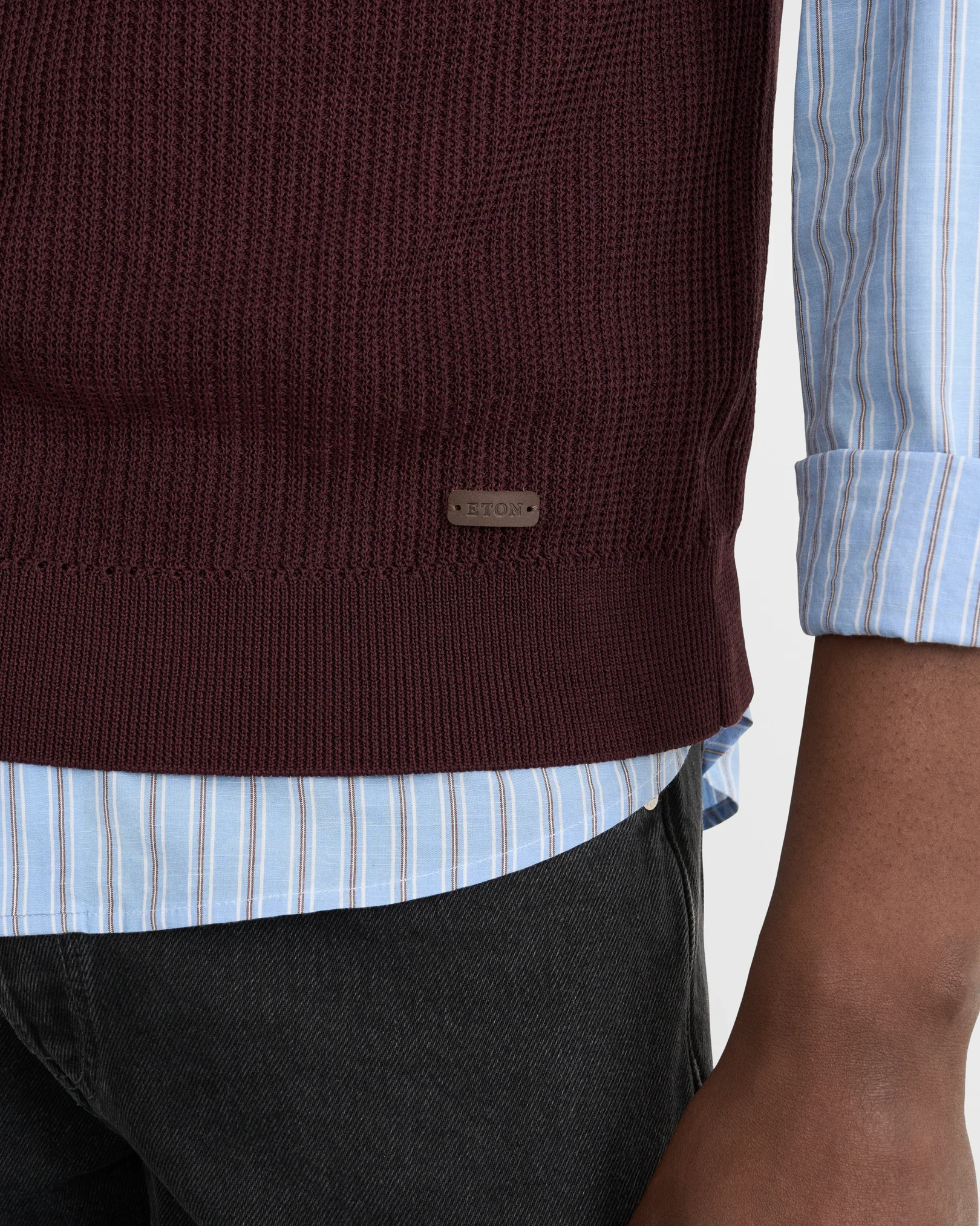 Eton - mid purple cotton structure knit vest