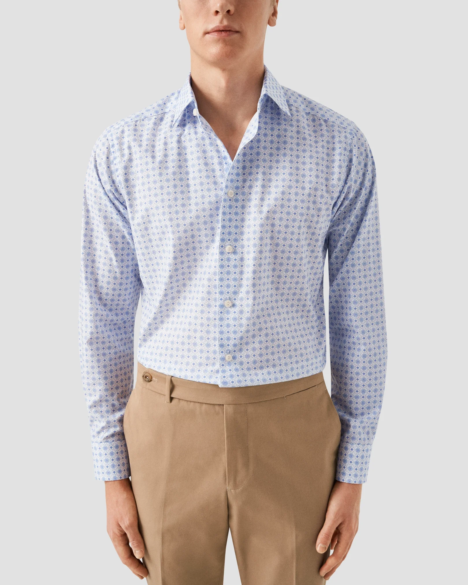 Eton - tonal geometric medallion print shirt