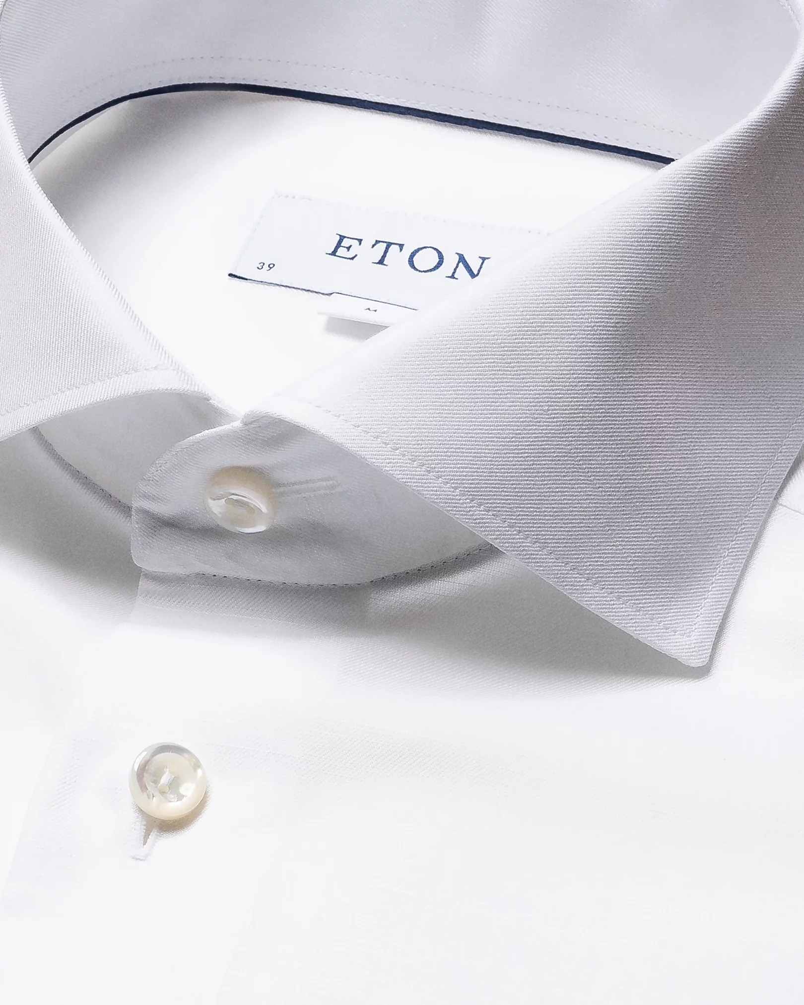 Eton - white textured twill cotton silk blend