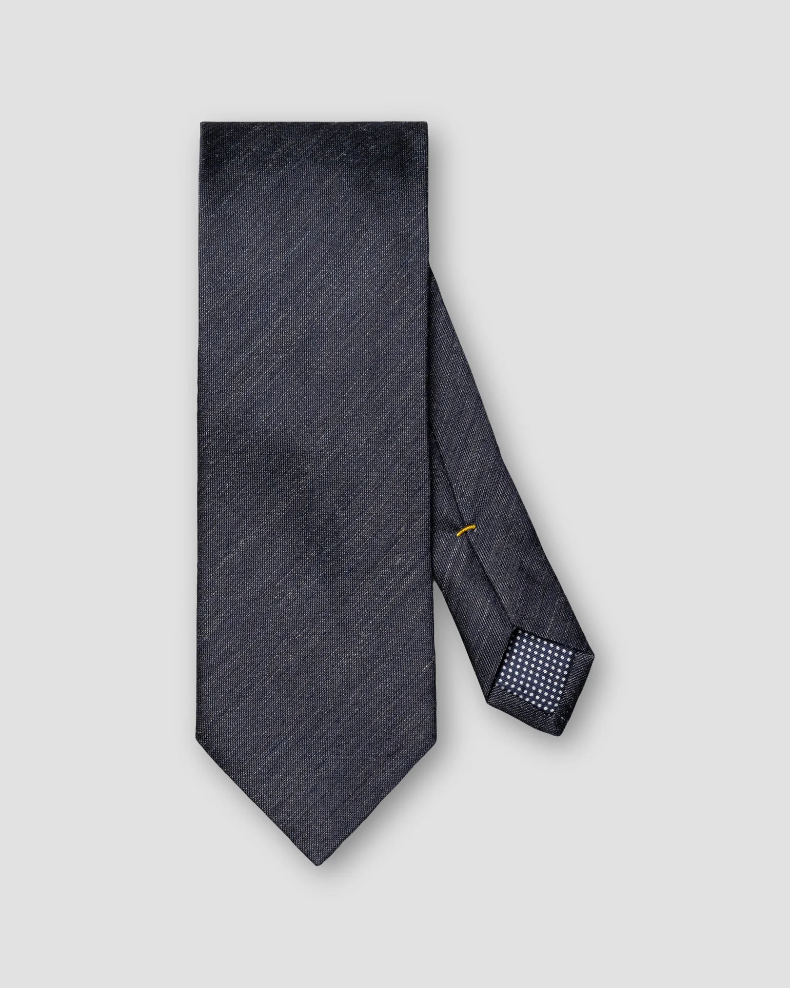Eton - solid woven linen silk tie navy blue