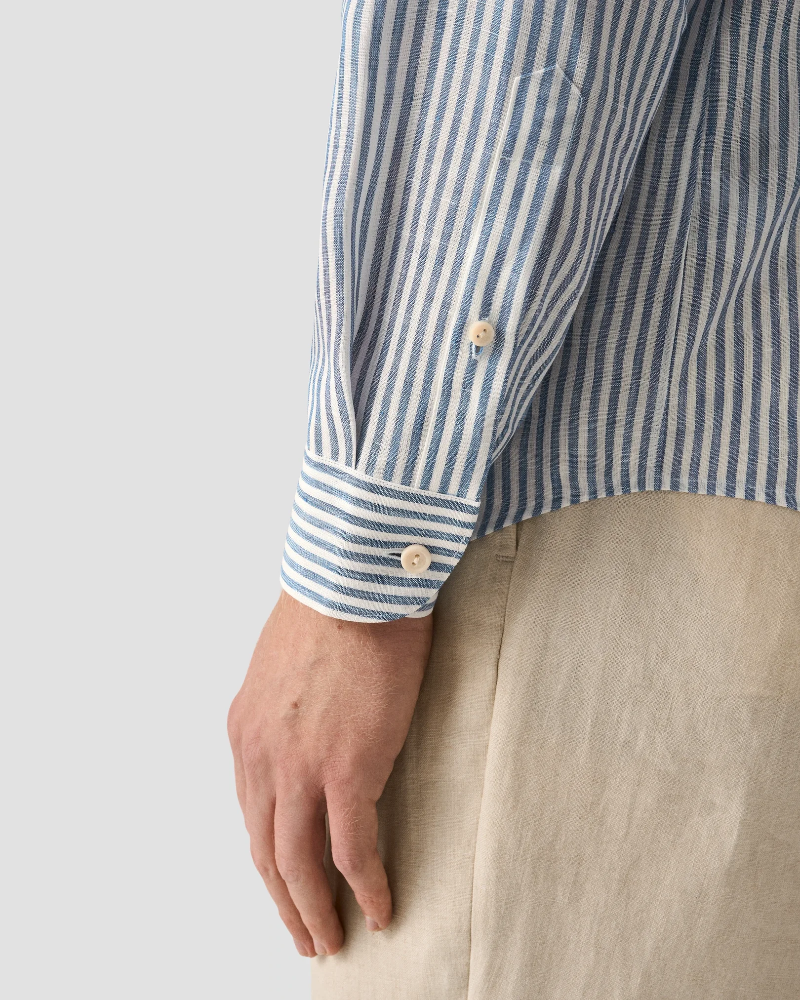 Eton - dark blue striped linen shirt