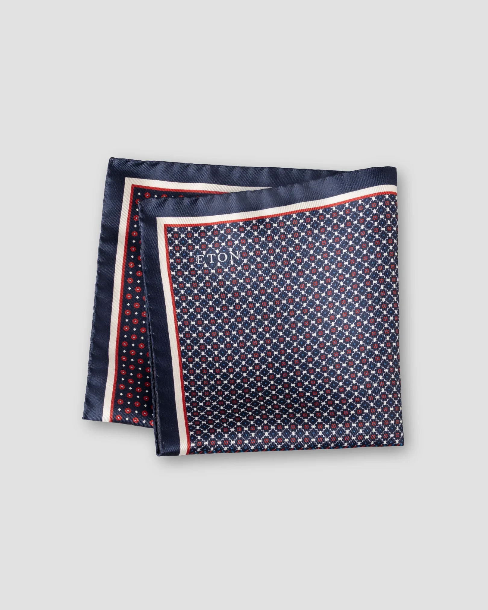 Eton - dark blue four sided silk pocket square