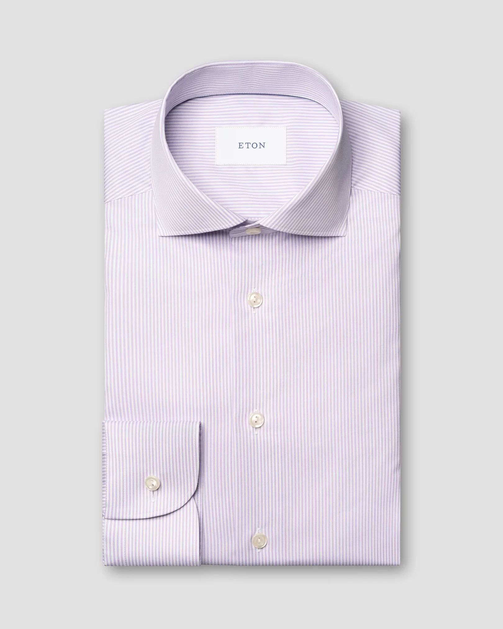 Eton - light purple striped melange twill shirt