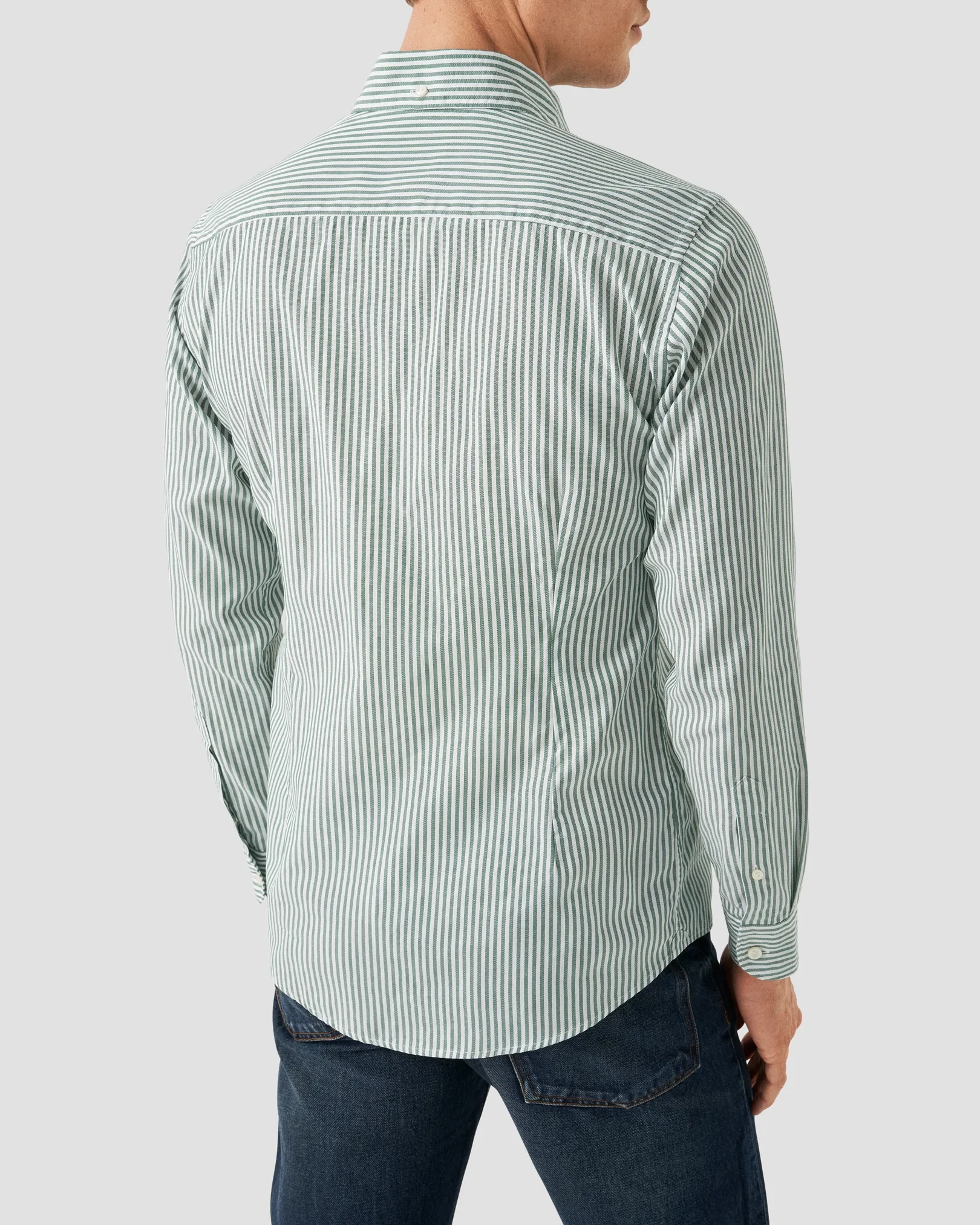 Eton - mid green twill button down rounded single slim fit