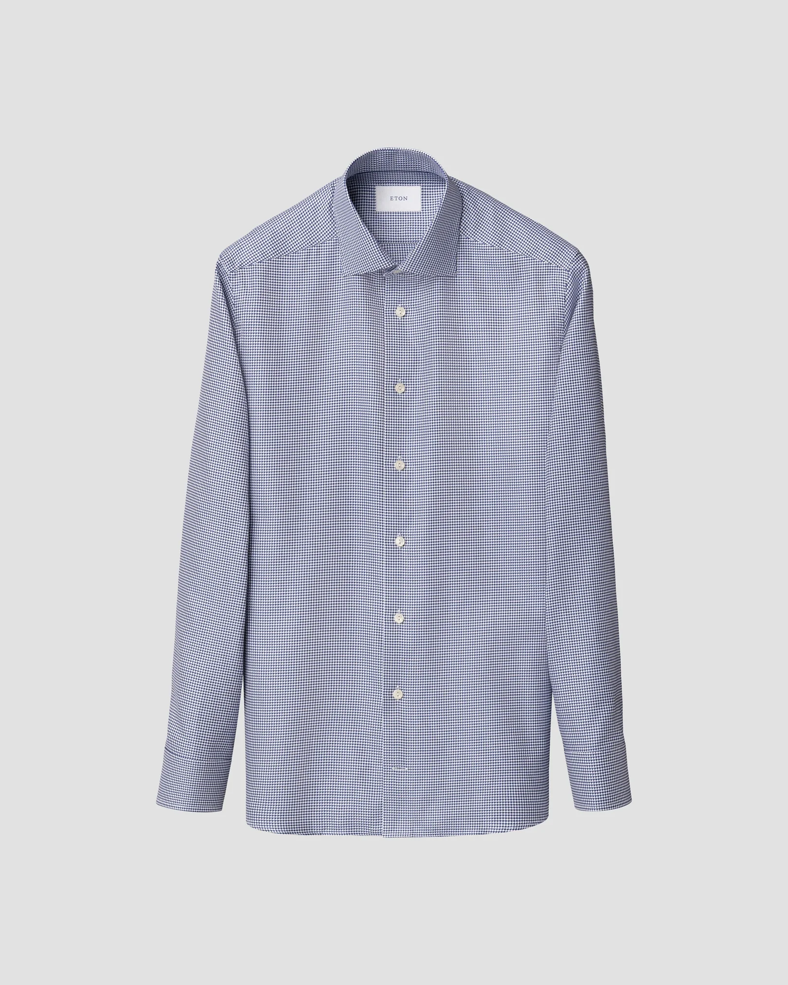Eton - houndstooth king twill shirt cut away