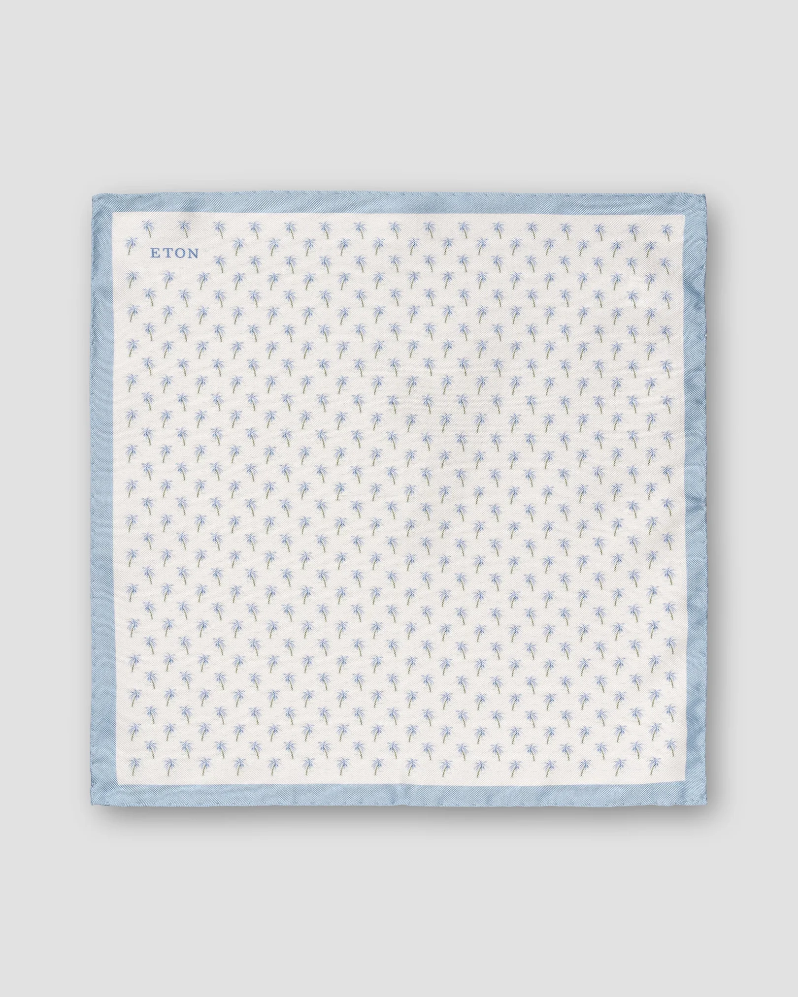 Eton - light blue palm tree silk pocket square