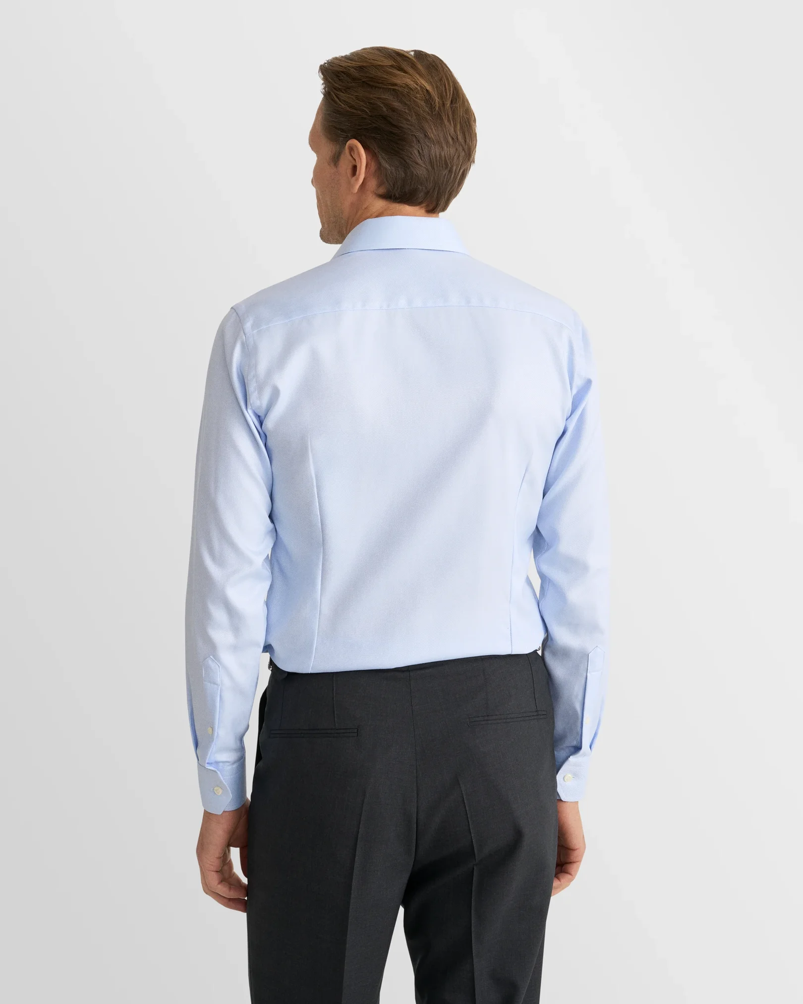 Eton - Chemise bleu clair en twill texturé