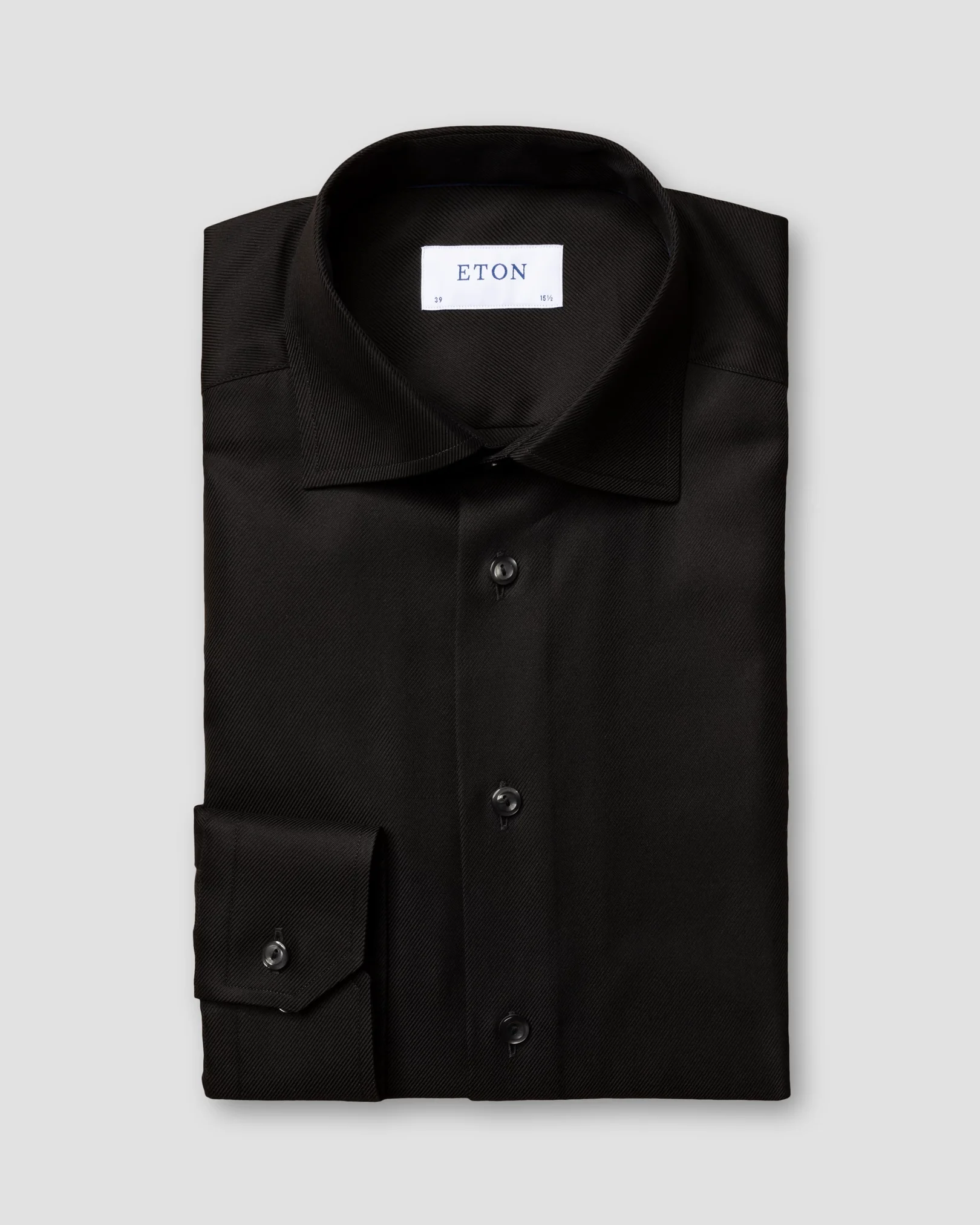 Black Textured Twill Shirt - Eton