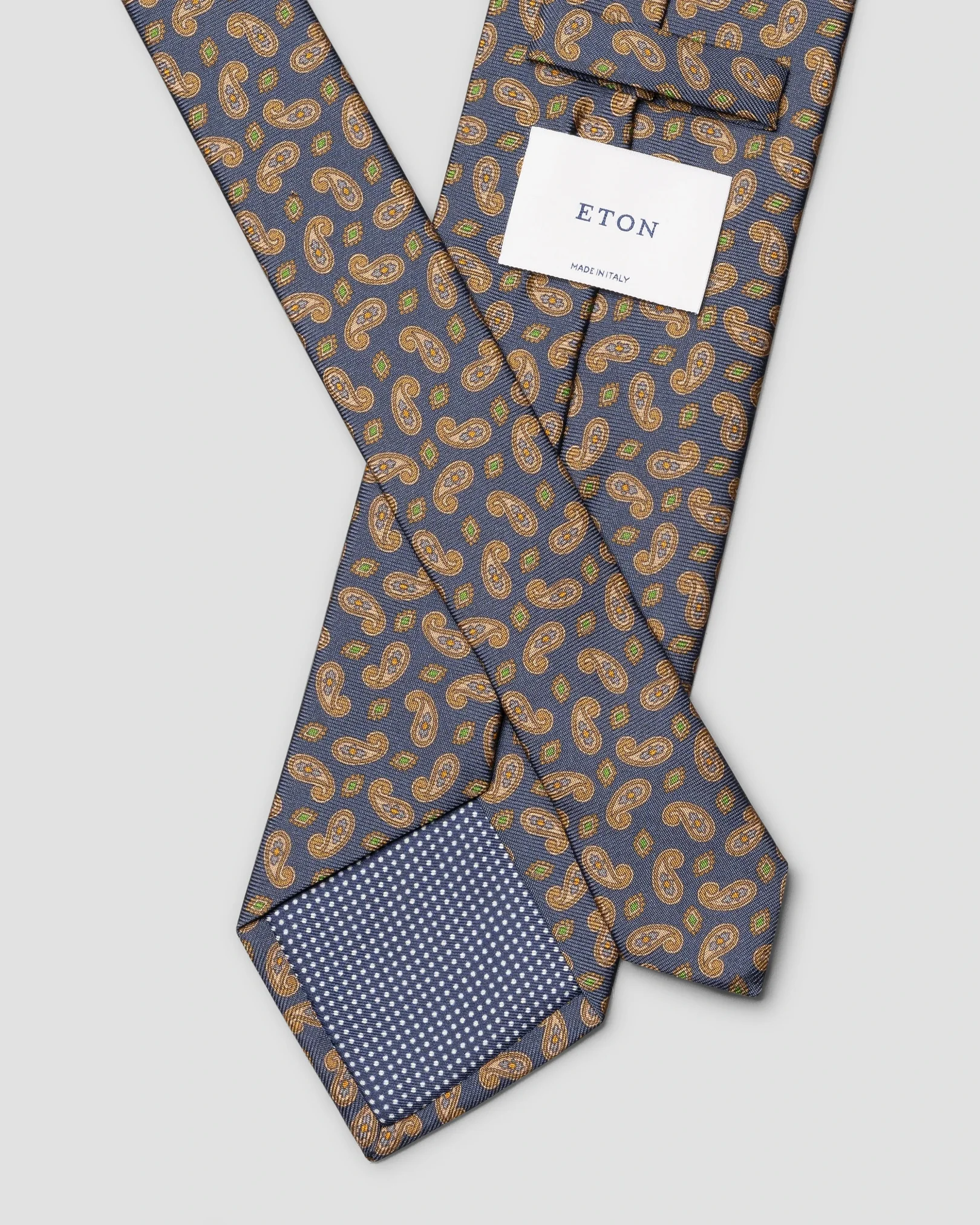 Eton - paisley print silk tie dark blue paisley print silk tie
