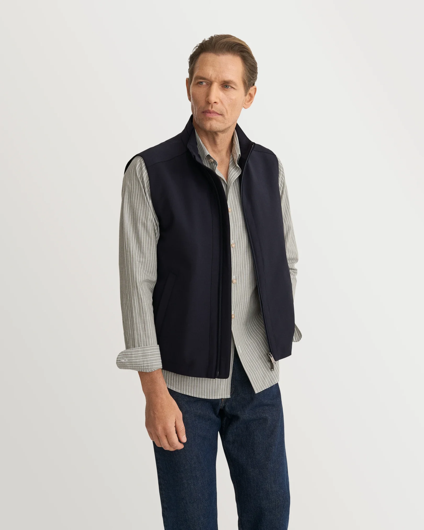 Eton - striped chambray shirt spread rounded single casual fit