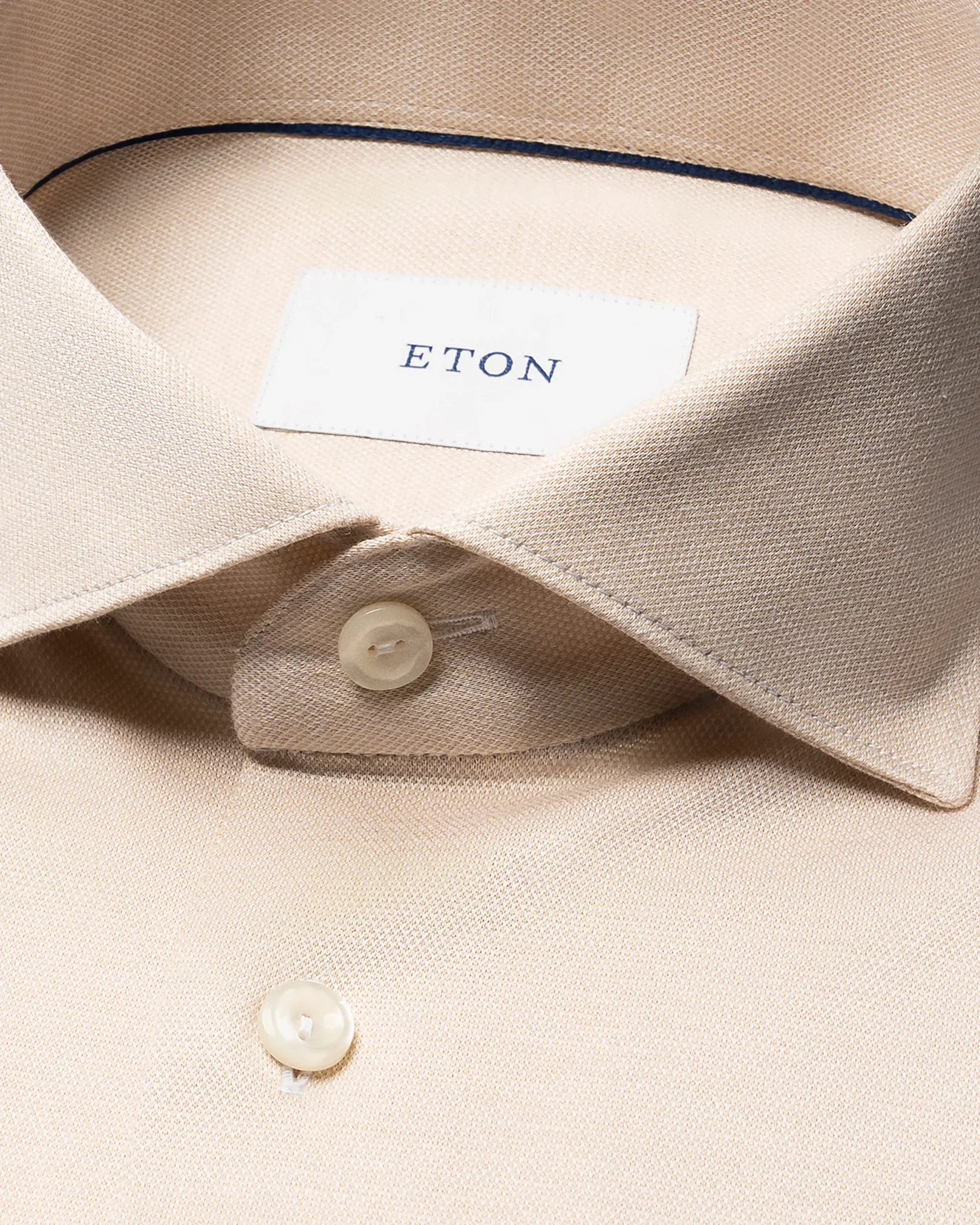 Eton - beige filo di scozia knit shirt wide spread