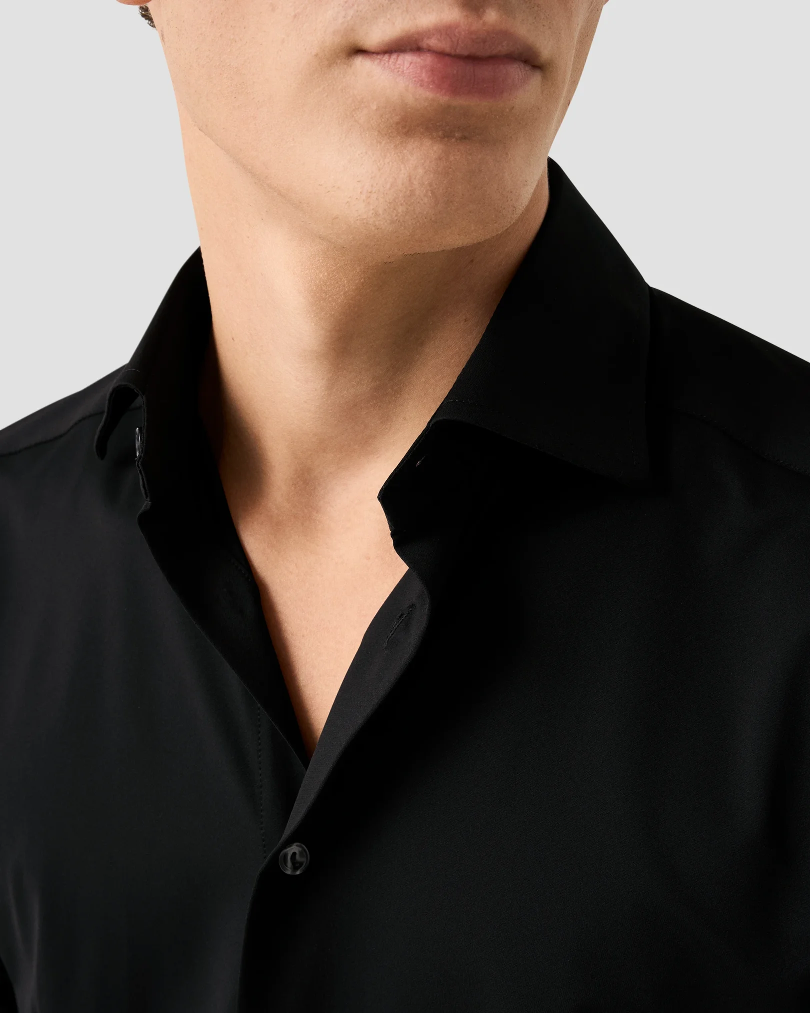 Eton - black semi solid four way stretch shirt