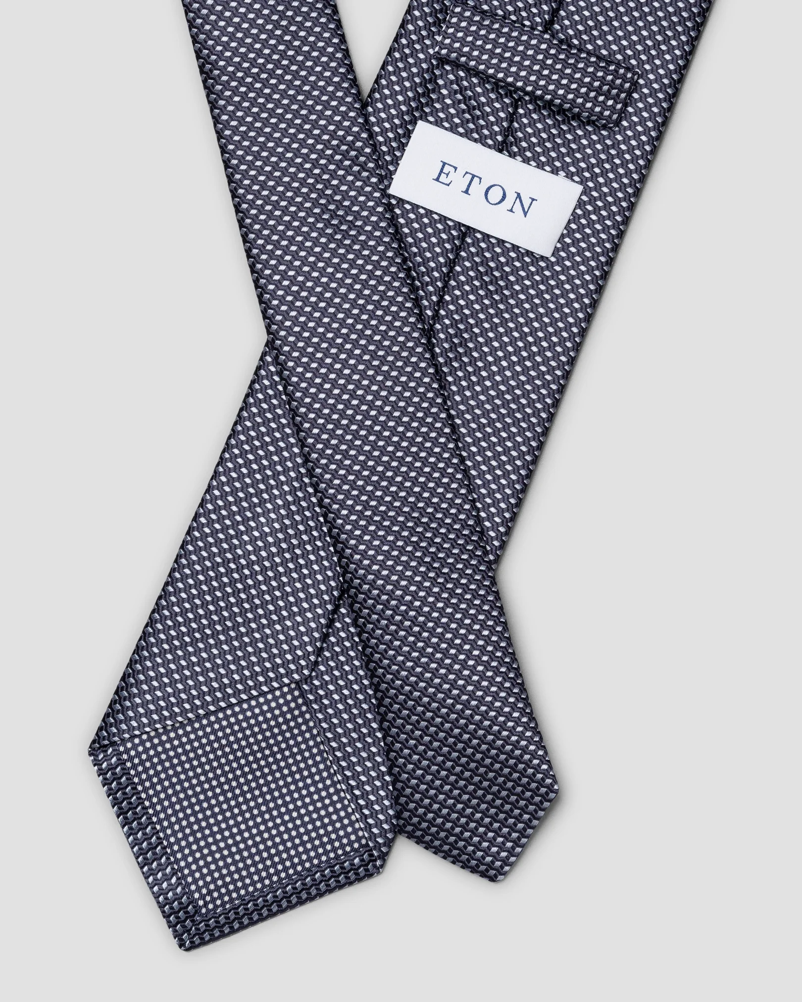 Eton - navy geometric woven silk tie