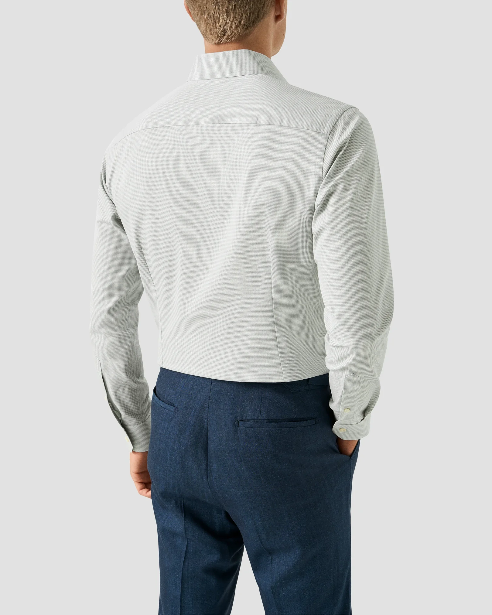Eton - light green houndstooth signature twill shirt
