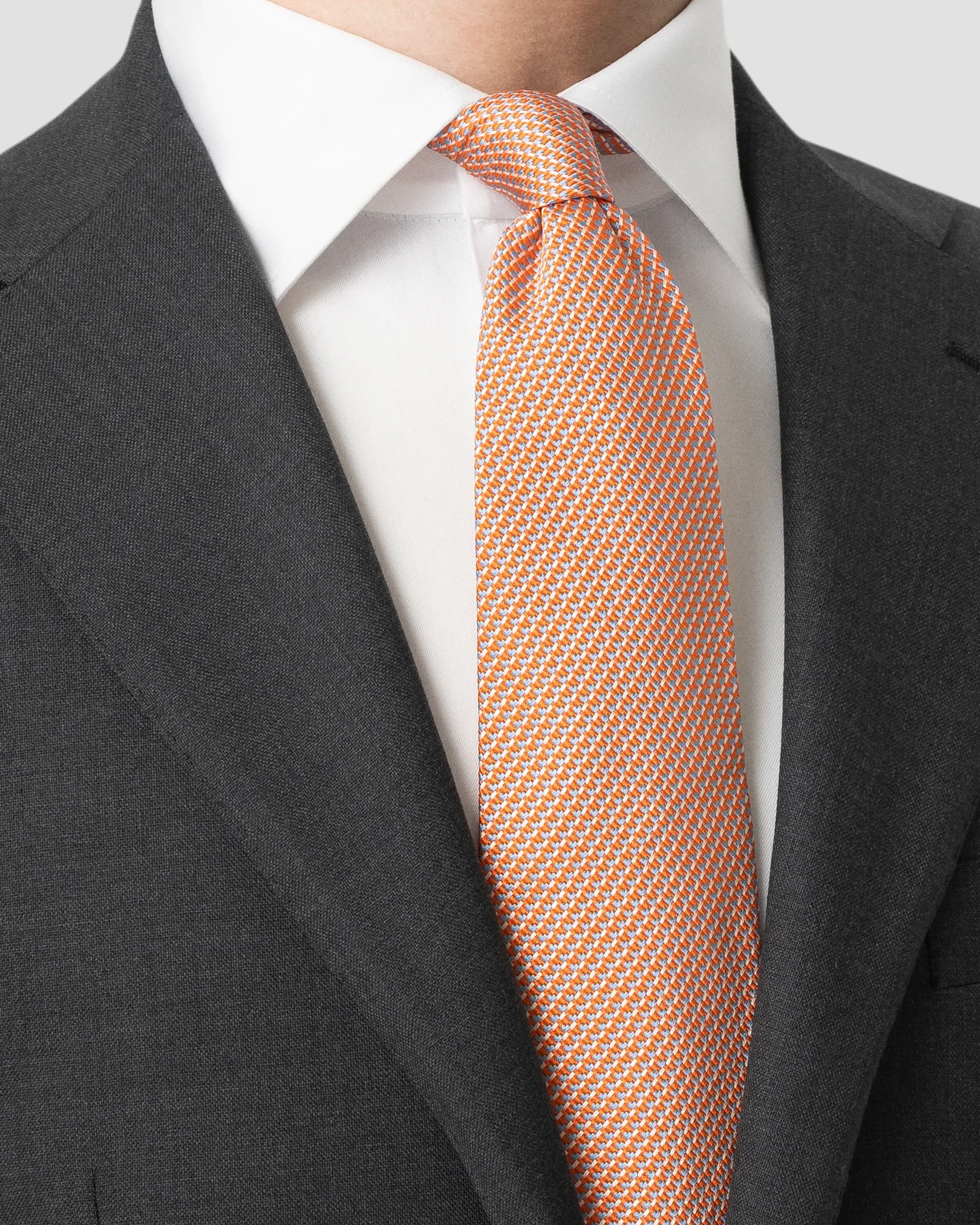 Eton - orange micro woven cotton silk tie