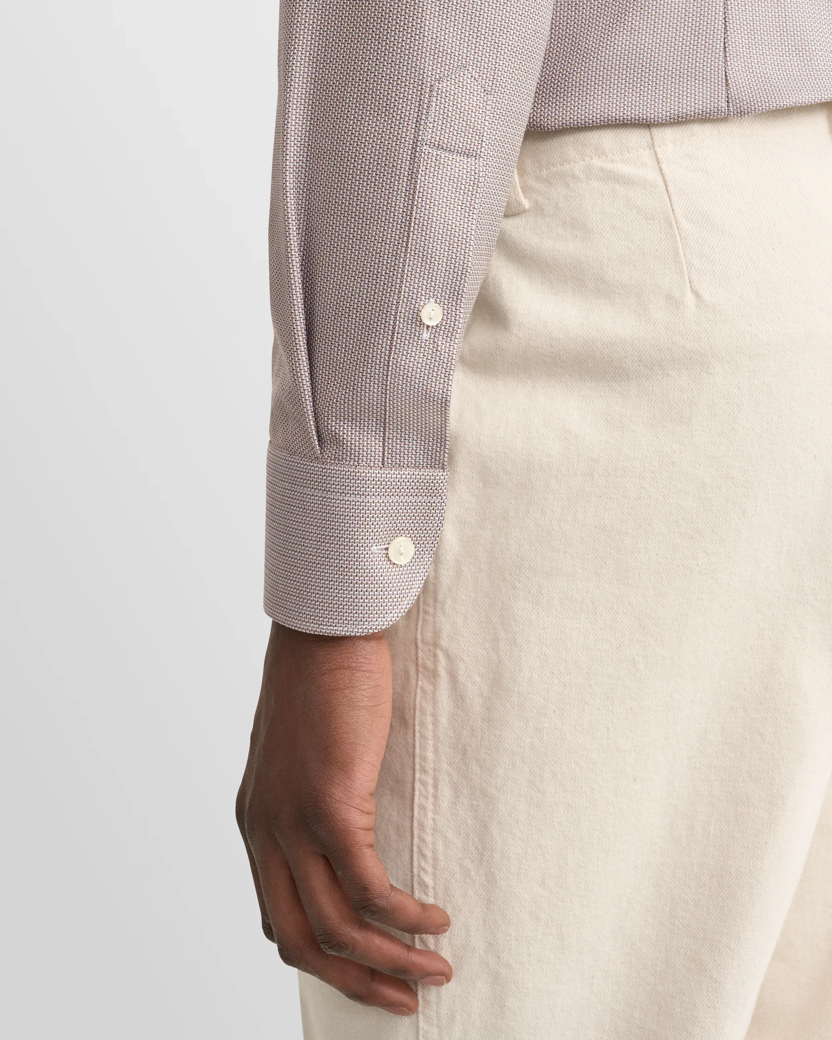 Eton - brown semi solid dobby shirt