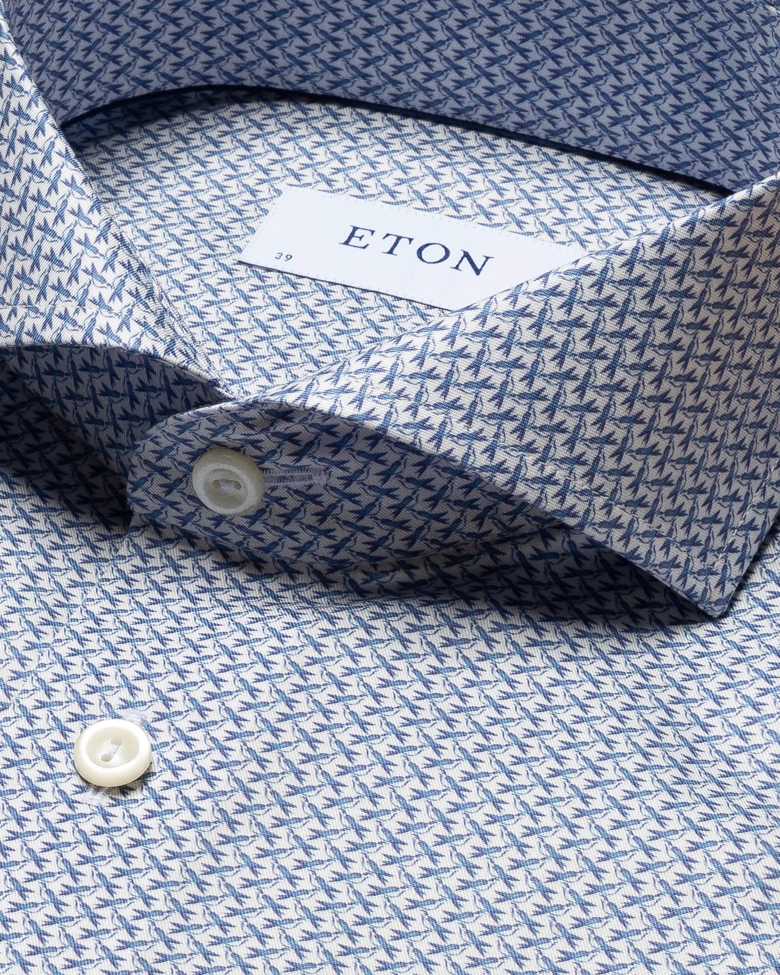 Eton - blue bird print signature twill shirt