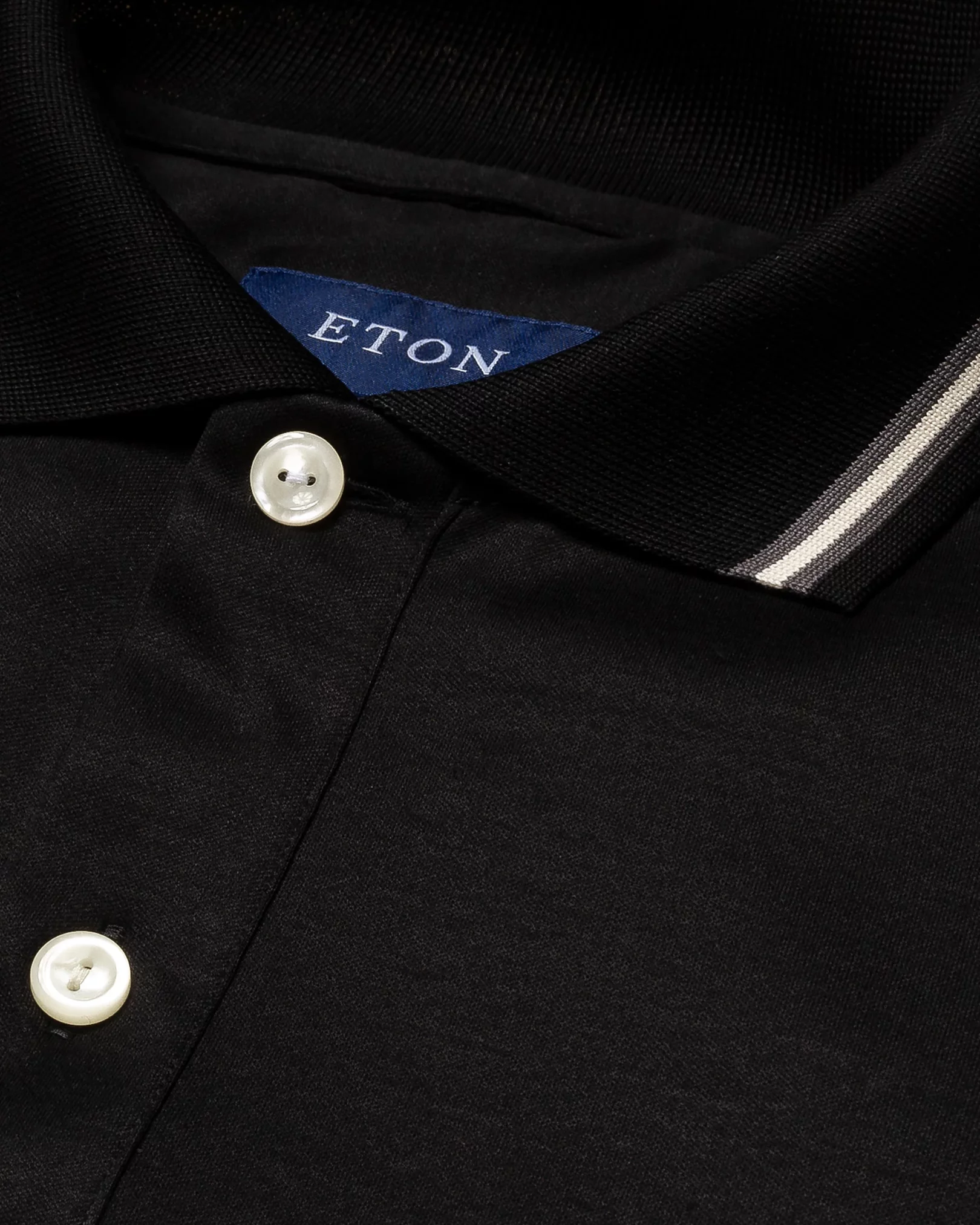 Eton - black jersey knittedcollar