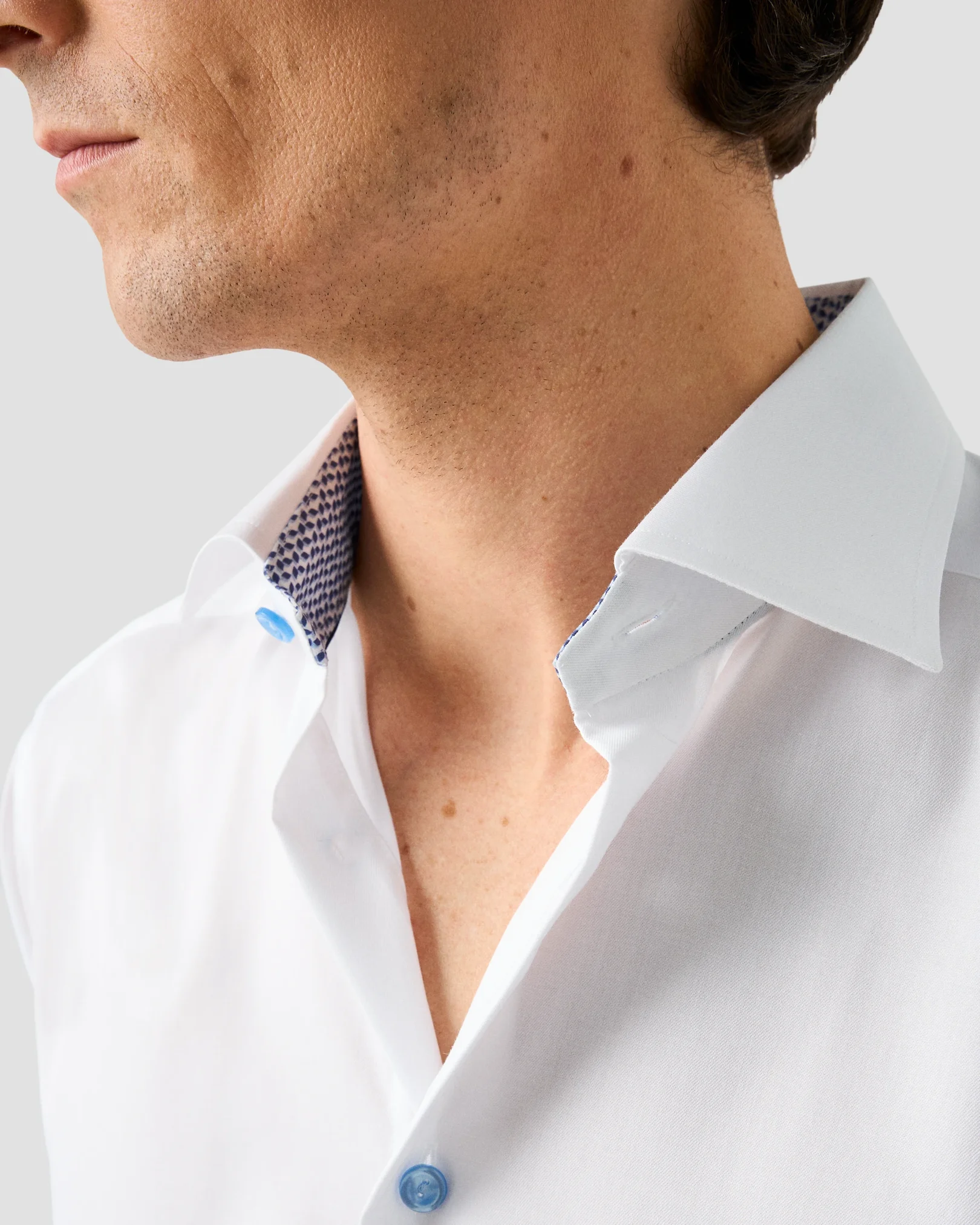 Eton - white solid signature twill geometric effect shirt