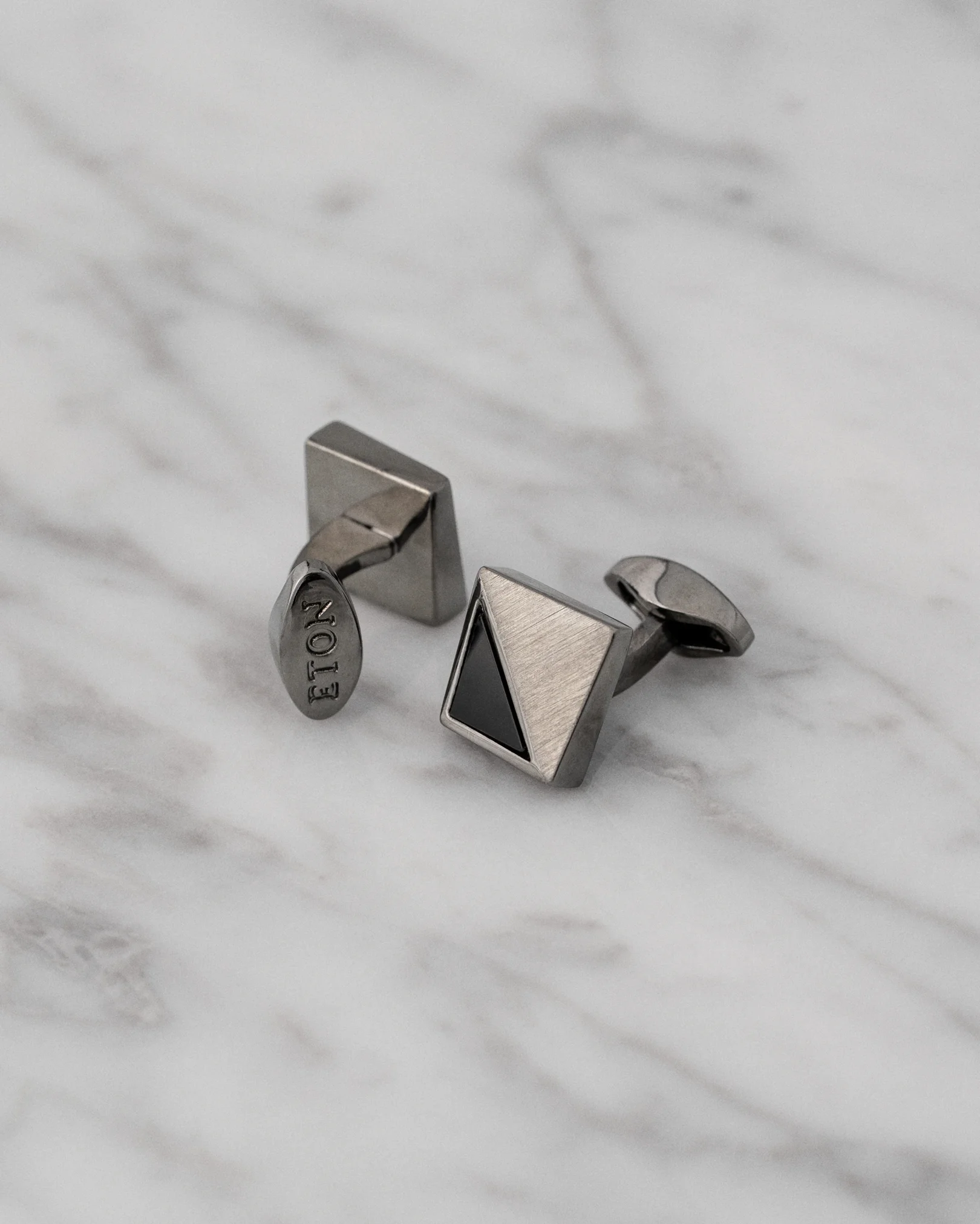 Eton - black stone and brass cufflinks