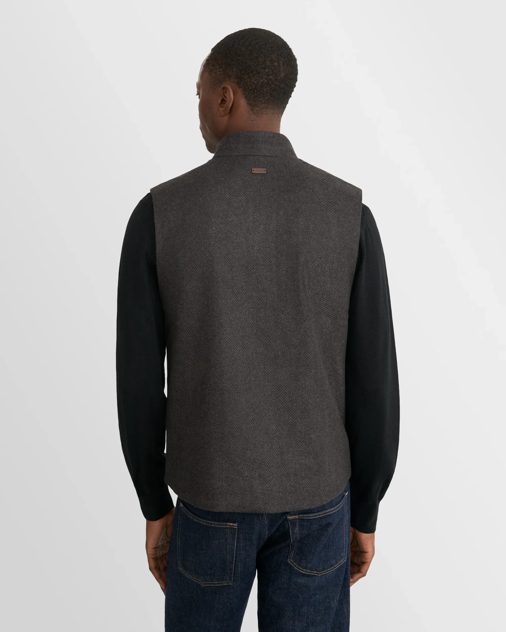 Eton - wool cashmere vest dark brown wool cashmere vest