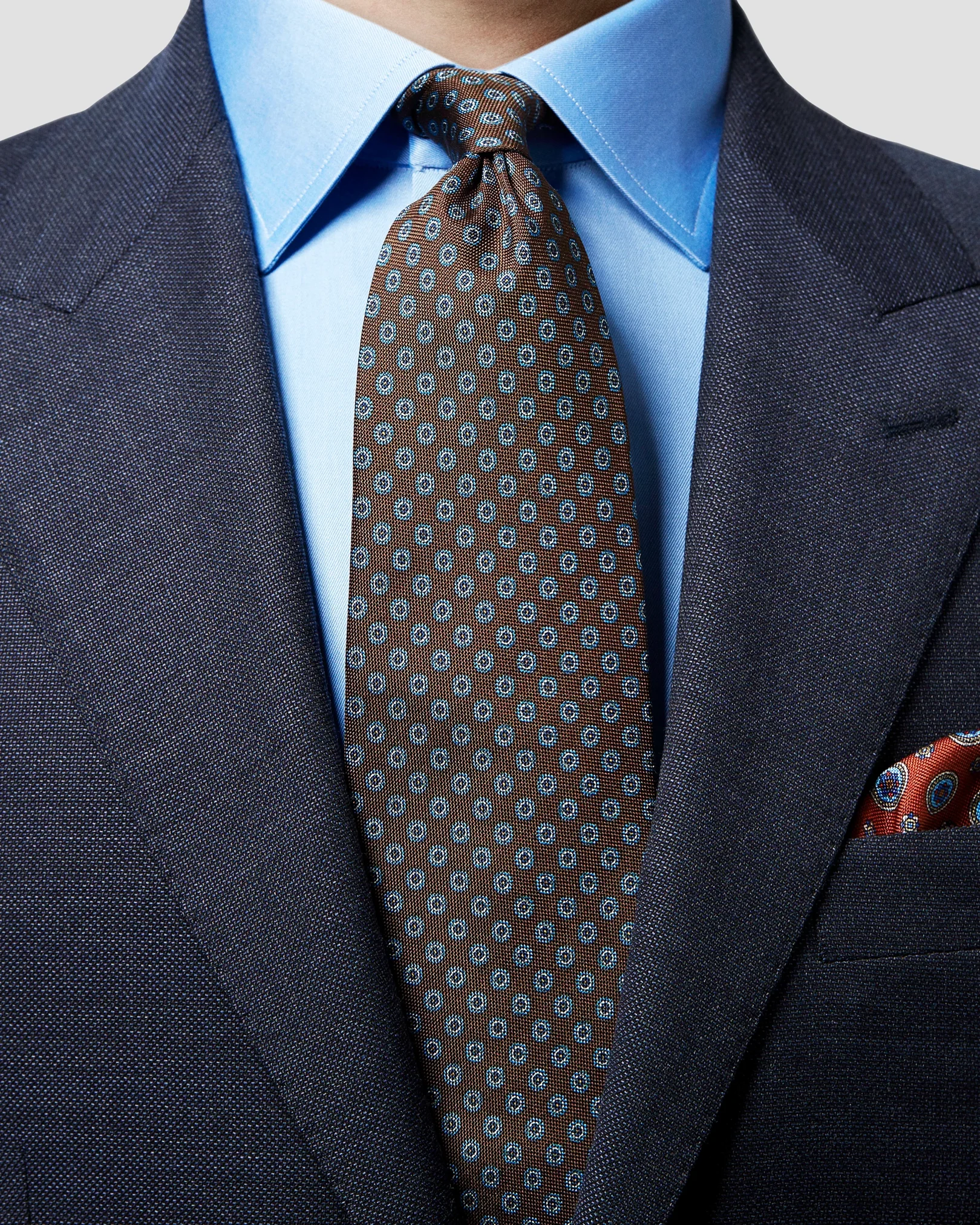 Brown Geometric Silk Tie - Eton