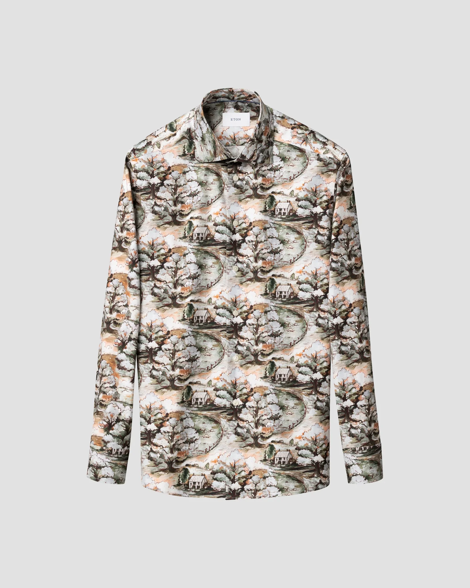 Eton - handpainted motif twill shirt cut away