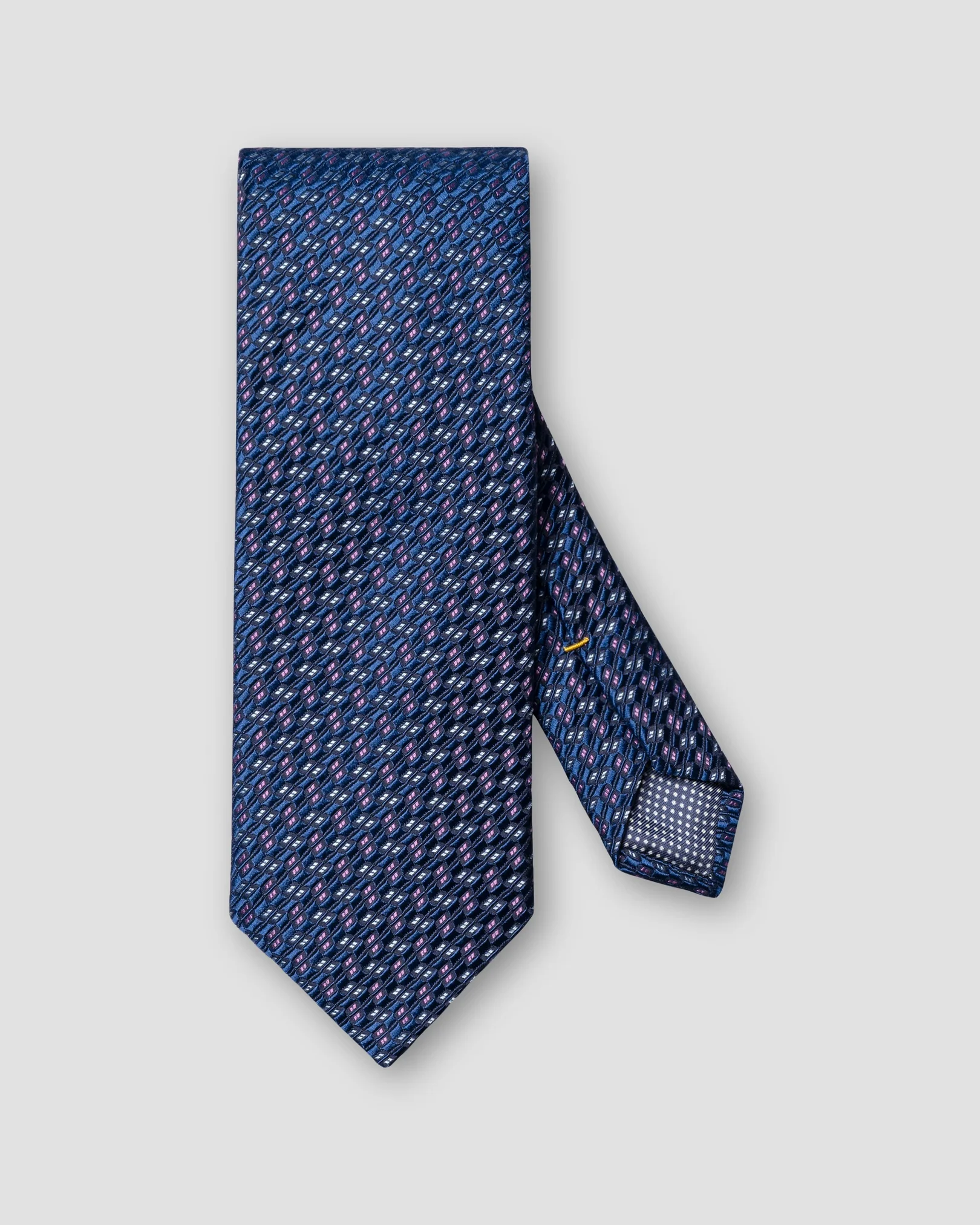 Eton - dark blue geometric woven silk tie 256