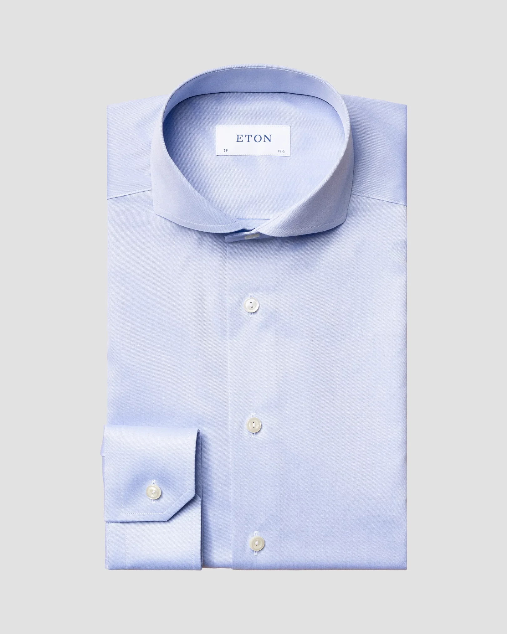 Ljusblå Signature Twill-skjorta - Extrem cut away-krage