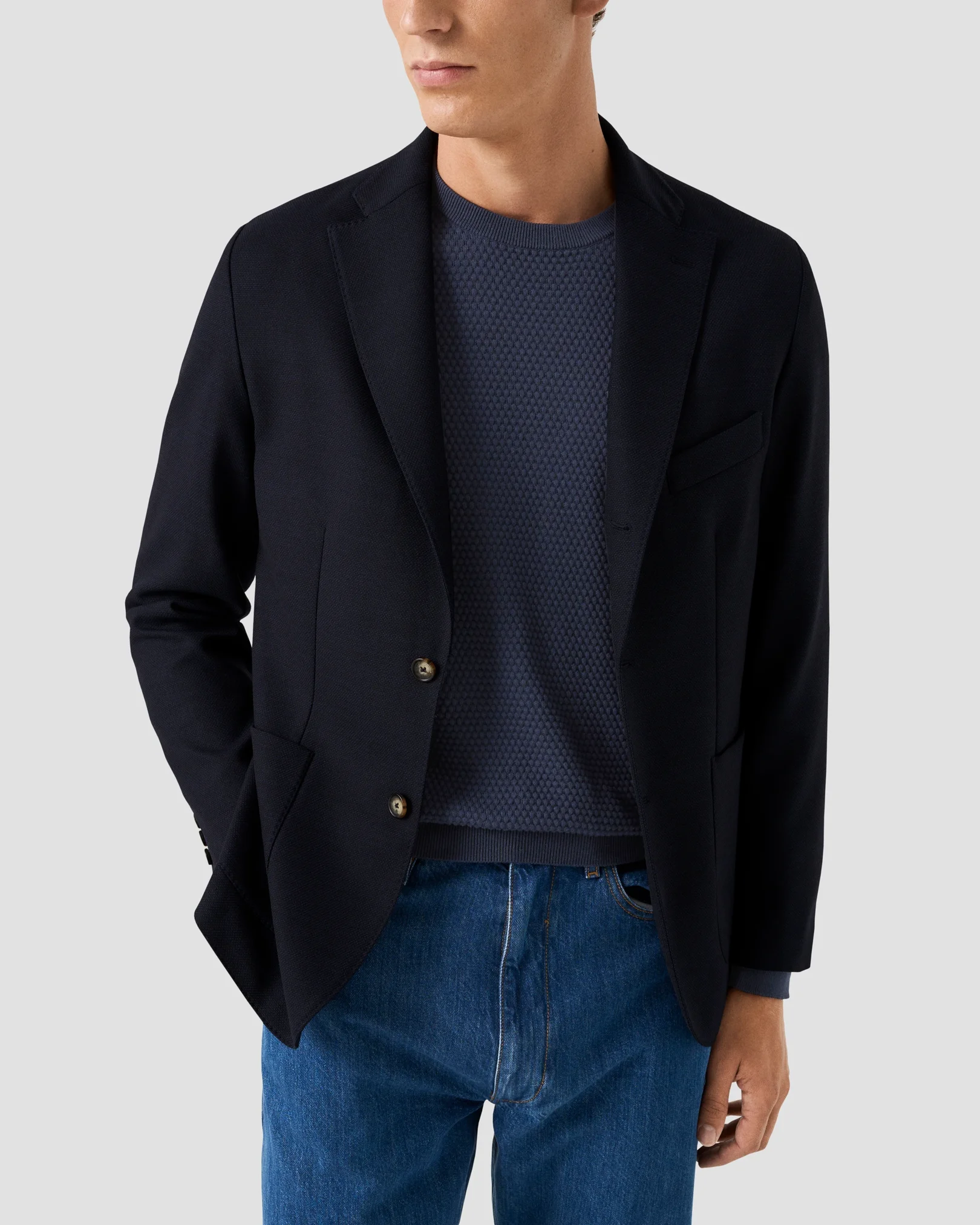 Eton - navy blue lana tech soft jacket