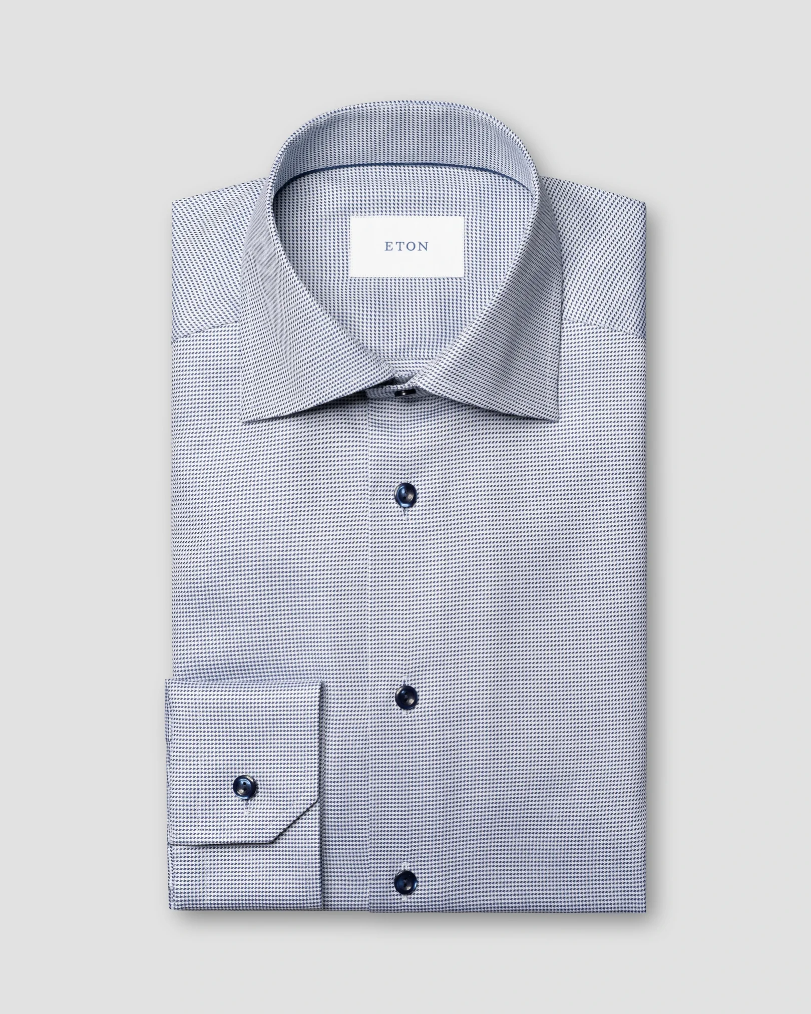 Eton - navy blue semi solid twill shirt