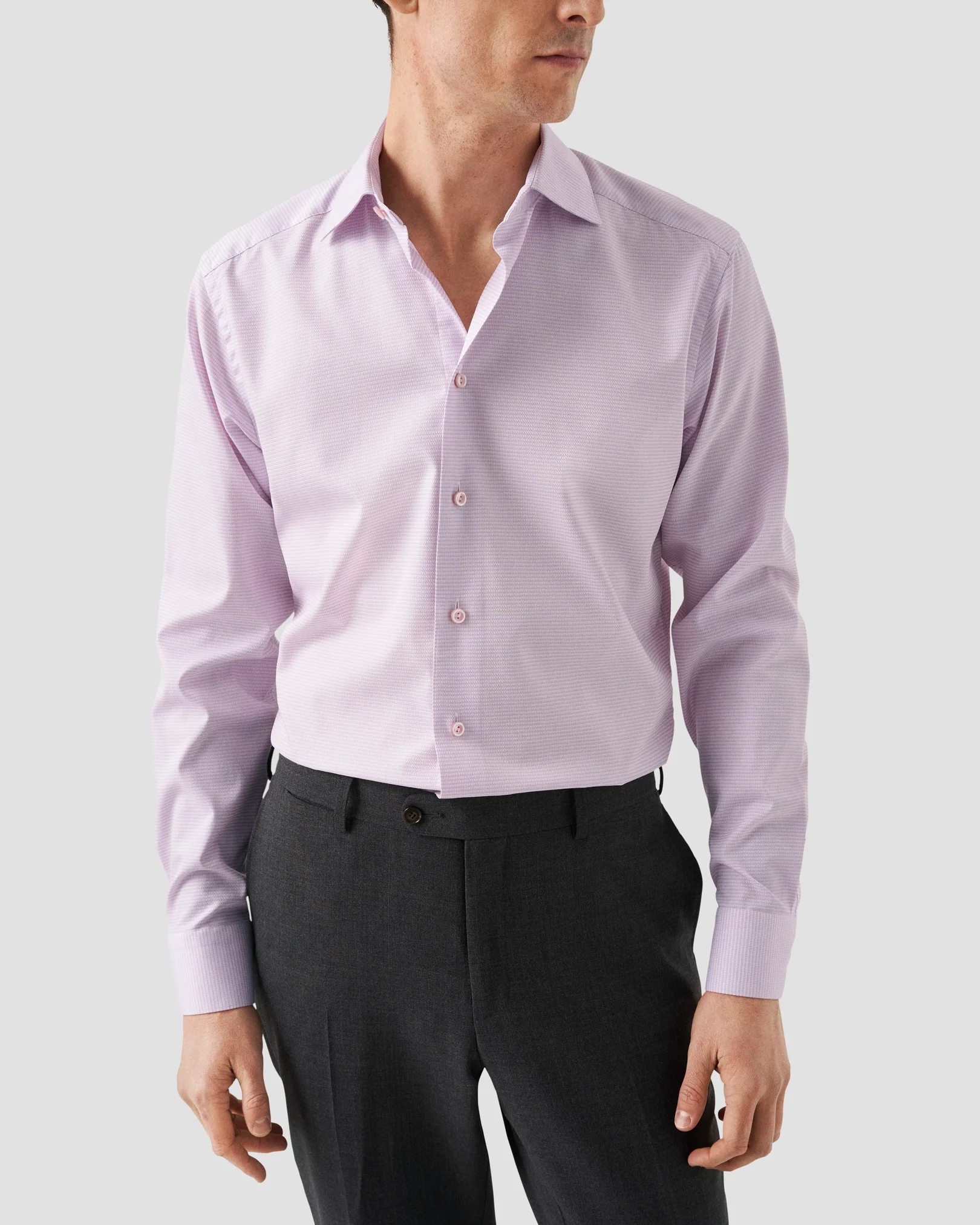 Eton - Pink Semi Solid Supima 120 Piqué Shirt