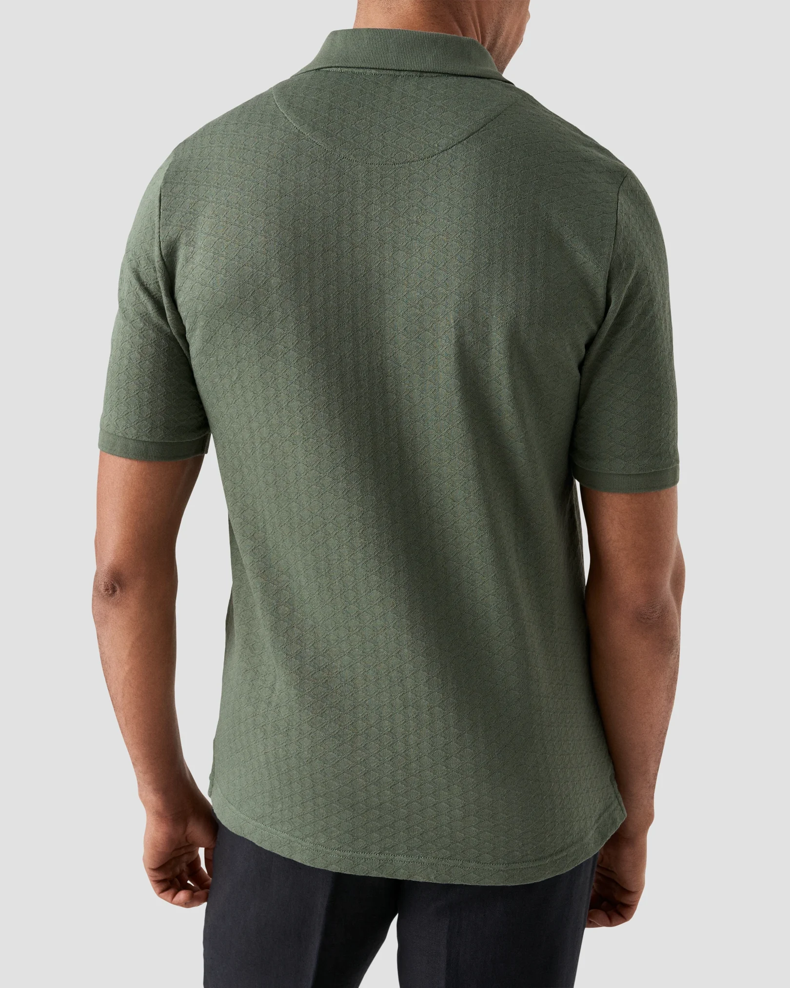 Eton - dark green diamond jaquard polo shirt