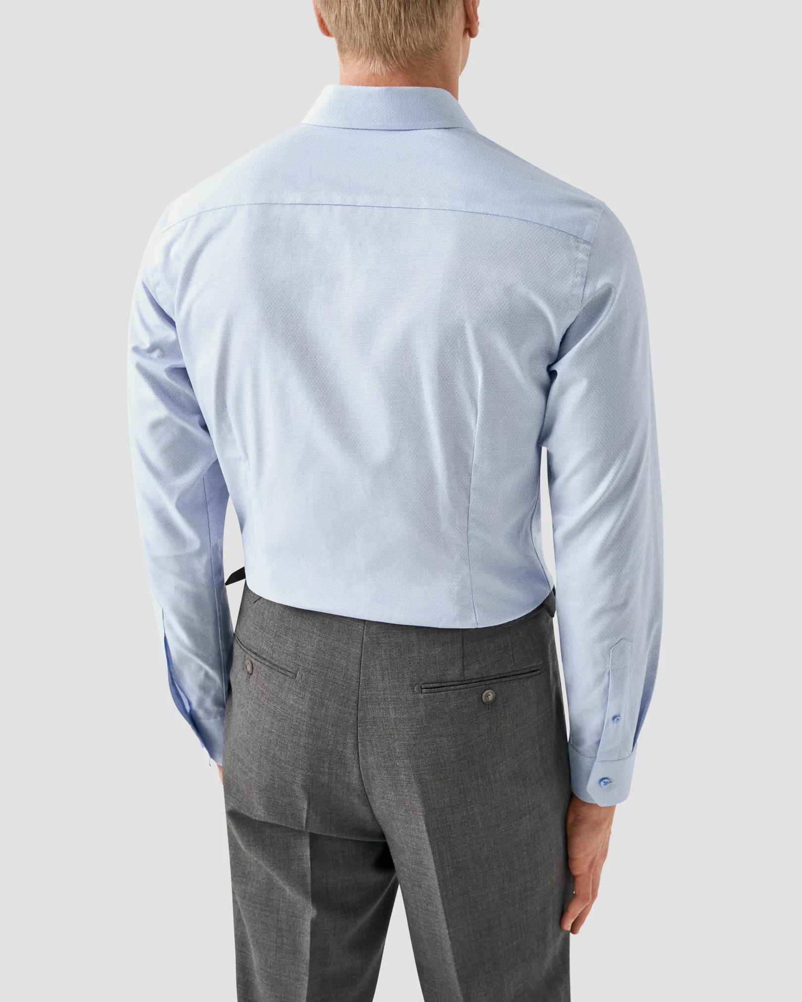 Eton - light blue dobby cut away collar single cuff slim fit