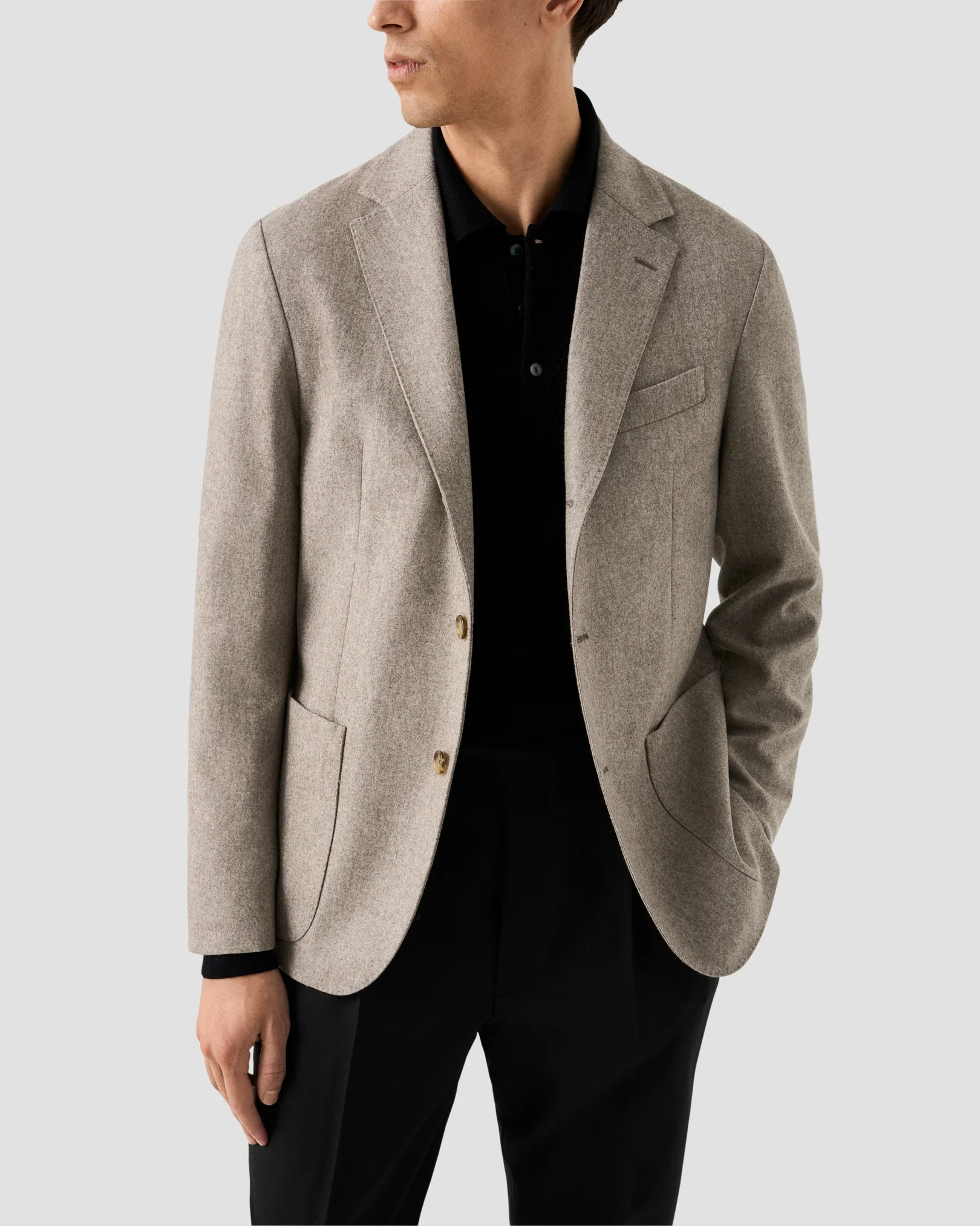 Eton - merino structure long sleeve polo