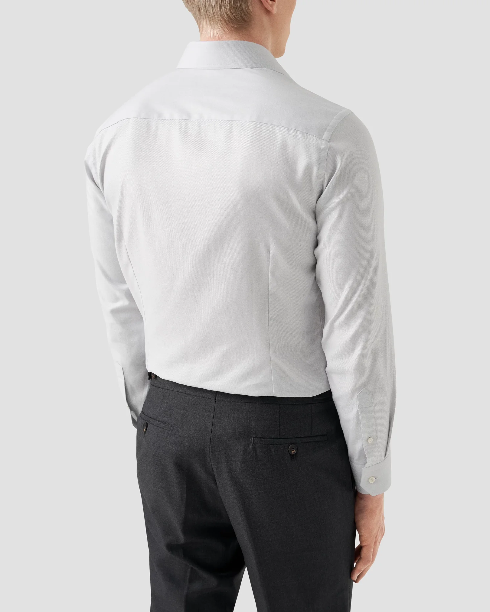 Eton - light grey melange semi solid fine twill shirt 260