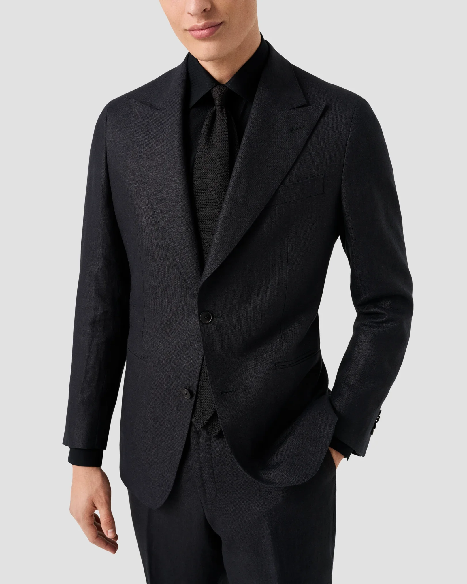 Eton - black check evening shirt