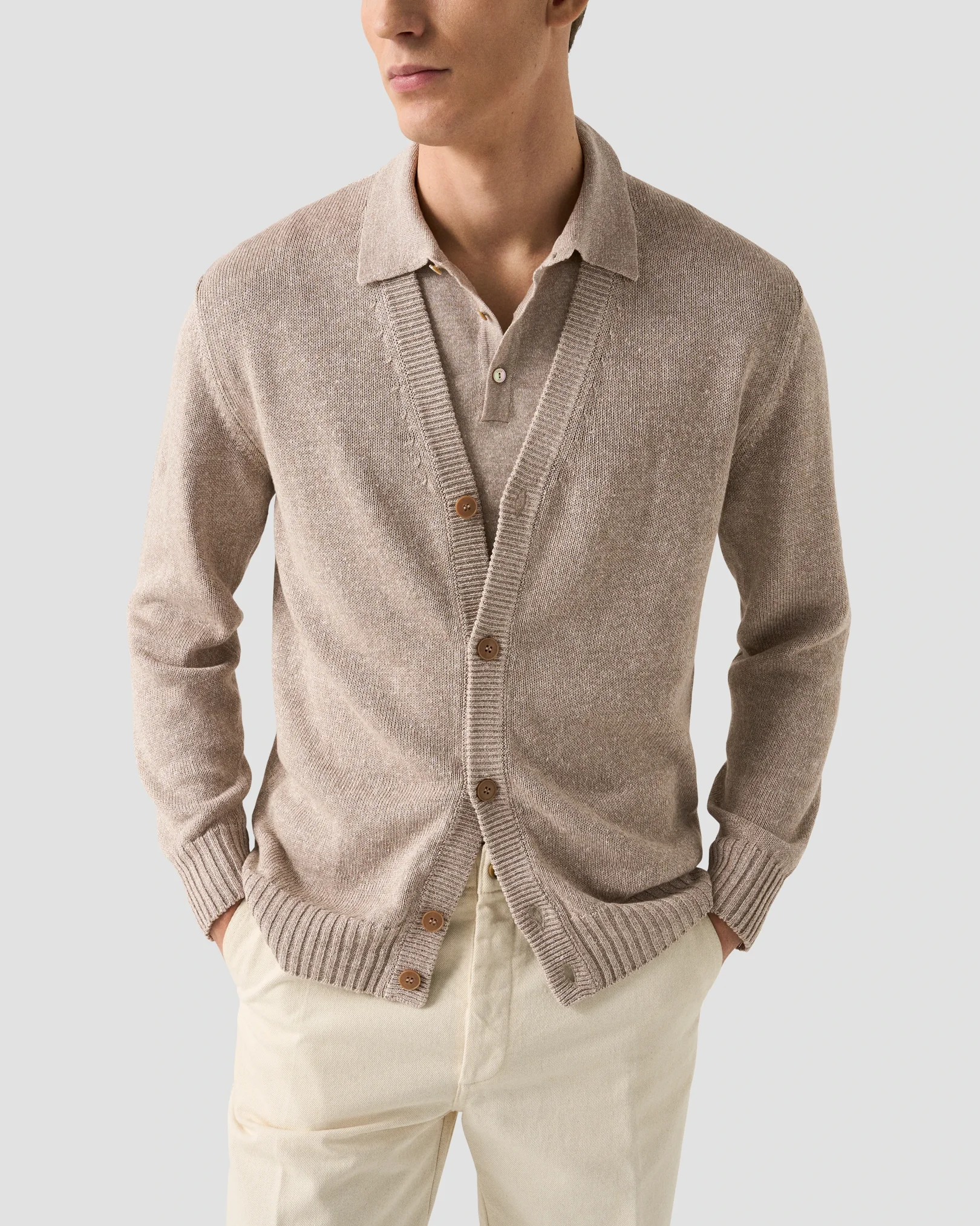 Eton - cotton linen cardigan beige