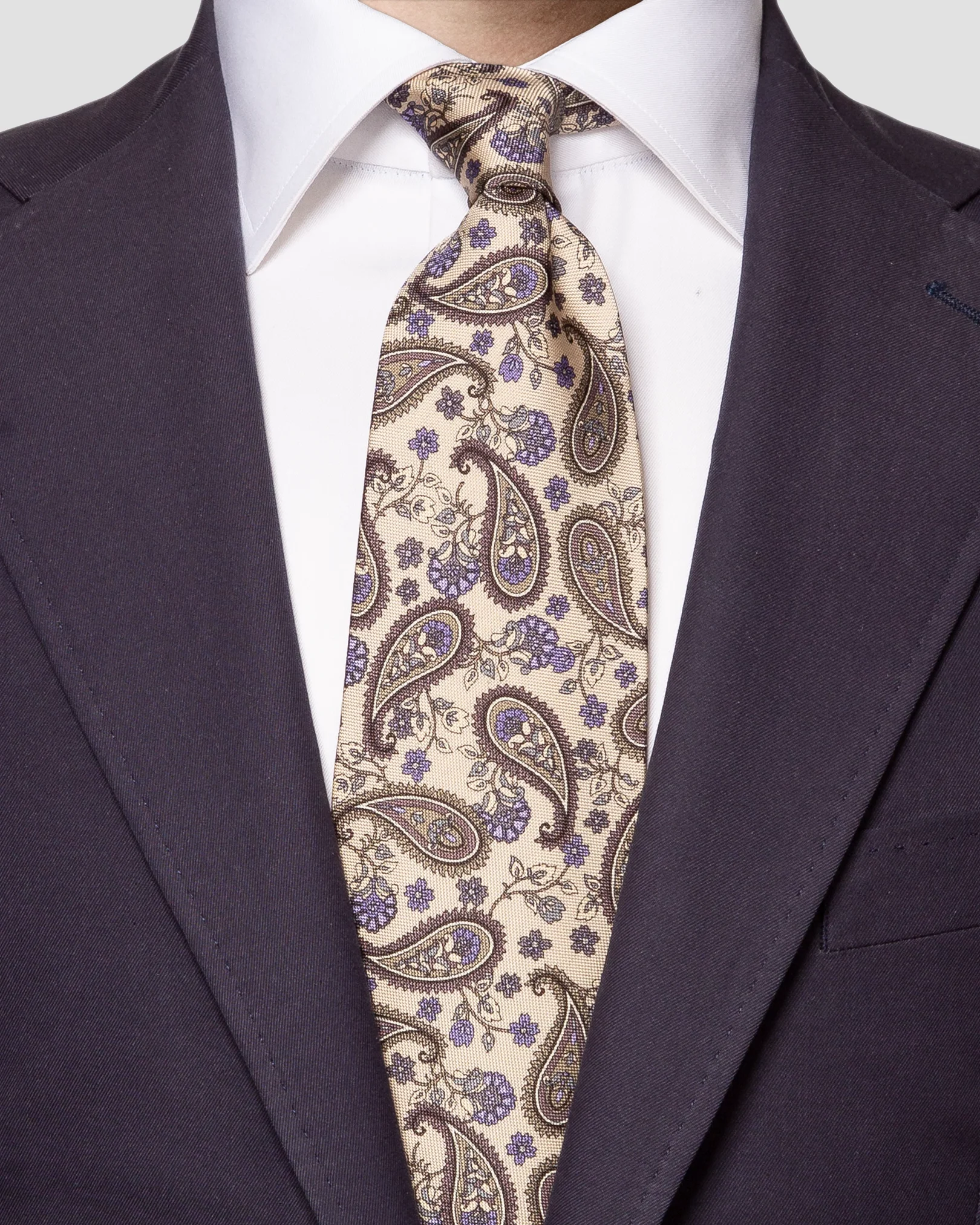 Eton - brown panama paisley tie