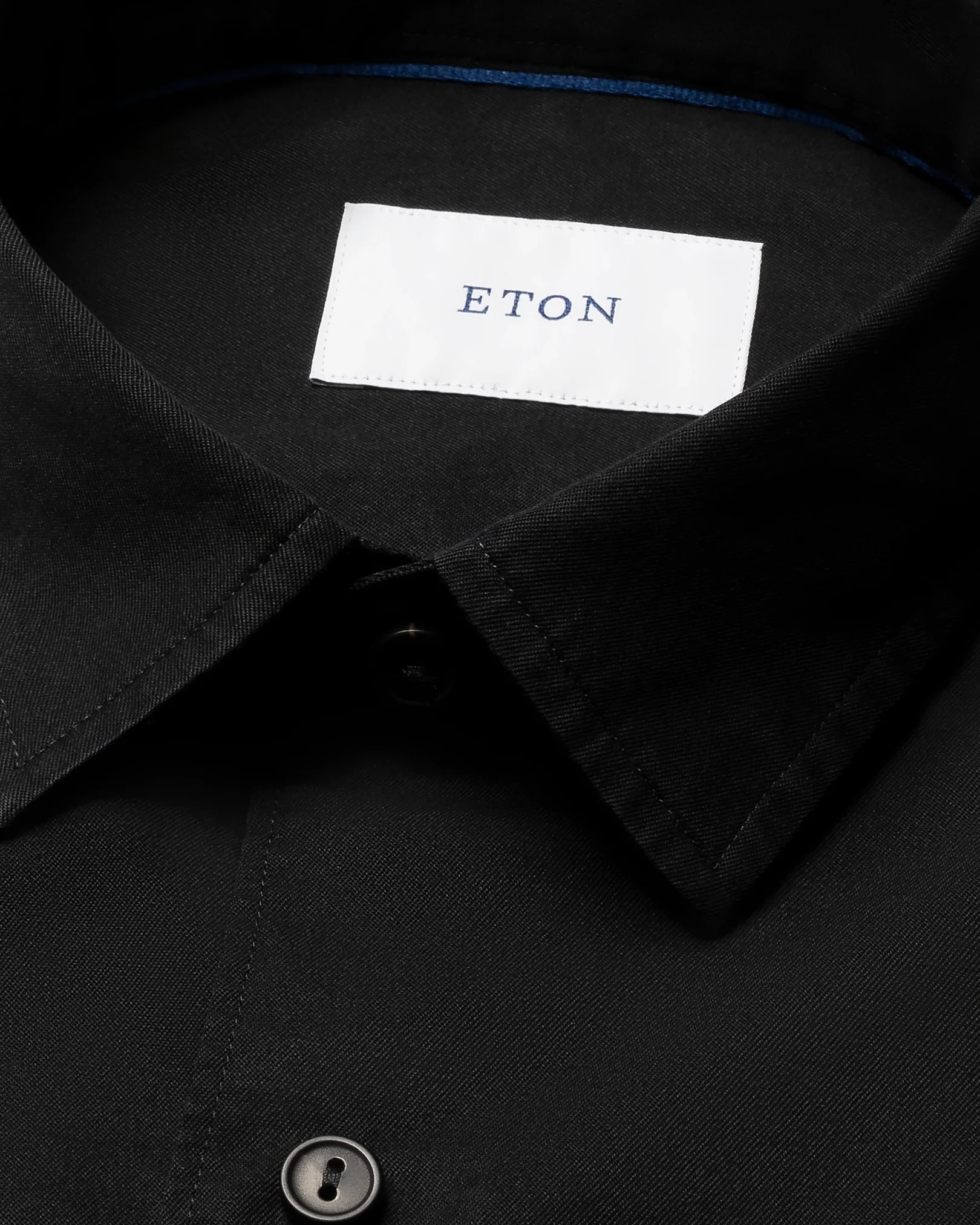 Eton - garment washed twill shirt black garment washed twill shirt