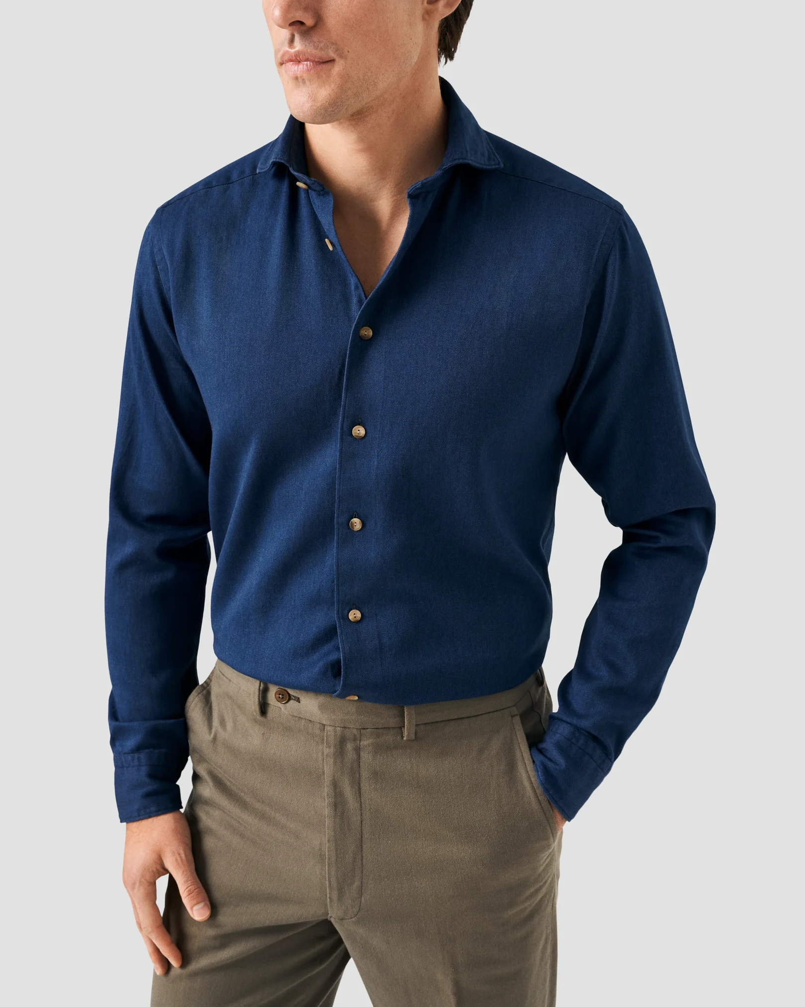 Eton - Navy blue Satin Indigo Shirt