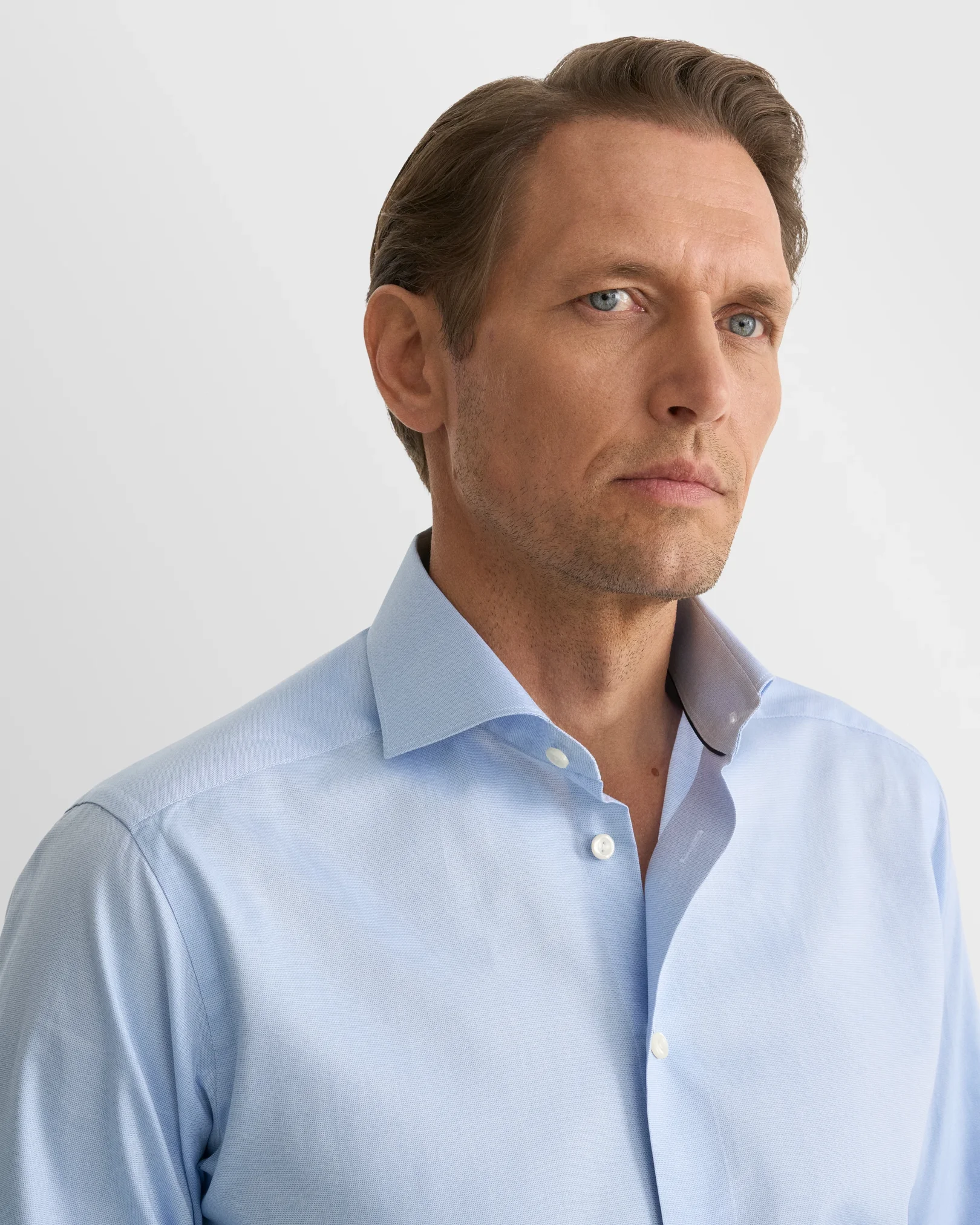 Eton - light blue solid signature oxford shirt wide spread 266